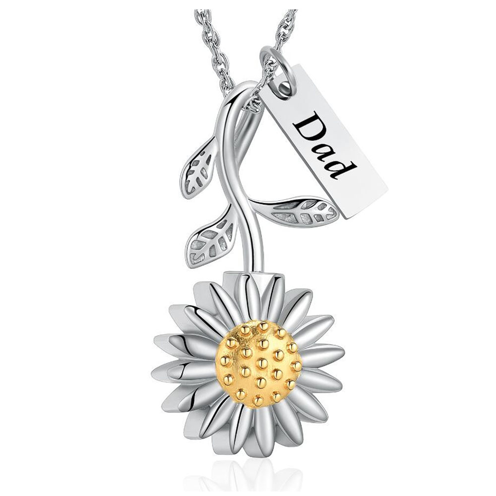 Sunflower Cremation Urn Necklace for Ashes for Women Keepsake Memorial Pendant