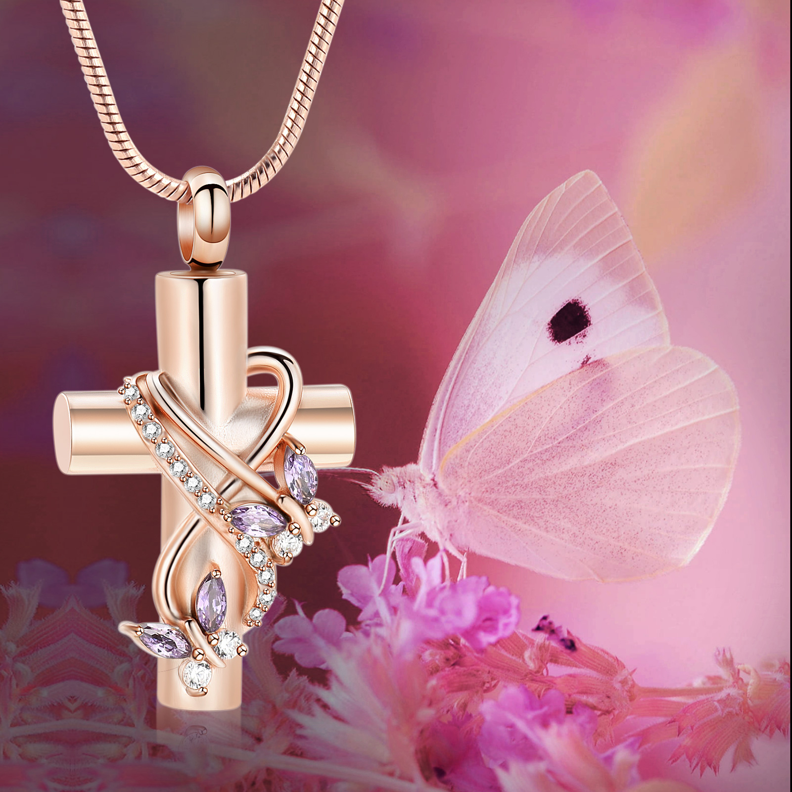 Urn Necklaces for Ashes Butterfly Urn Cremation Jewelry for Ashes for Human/Pet - Picture 14 of 17