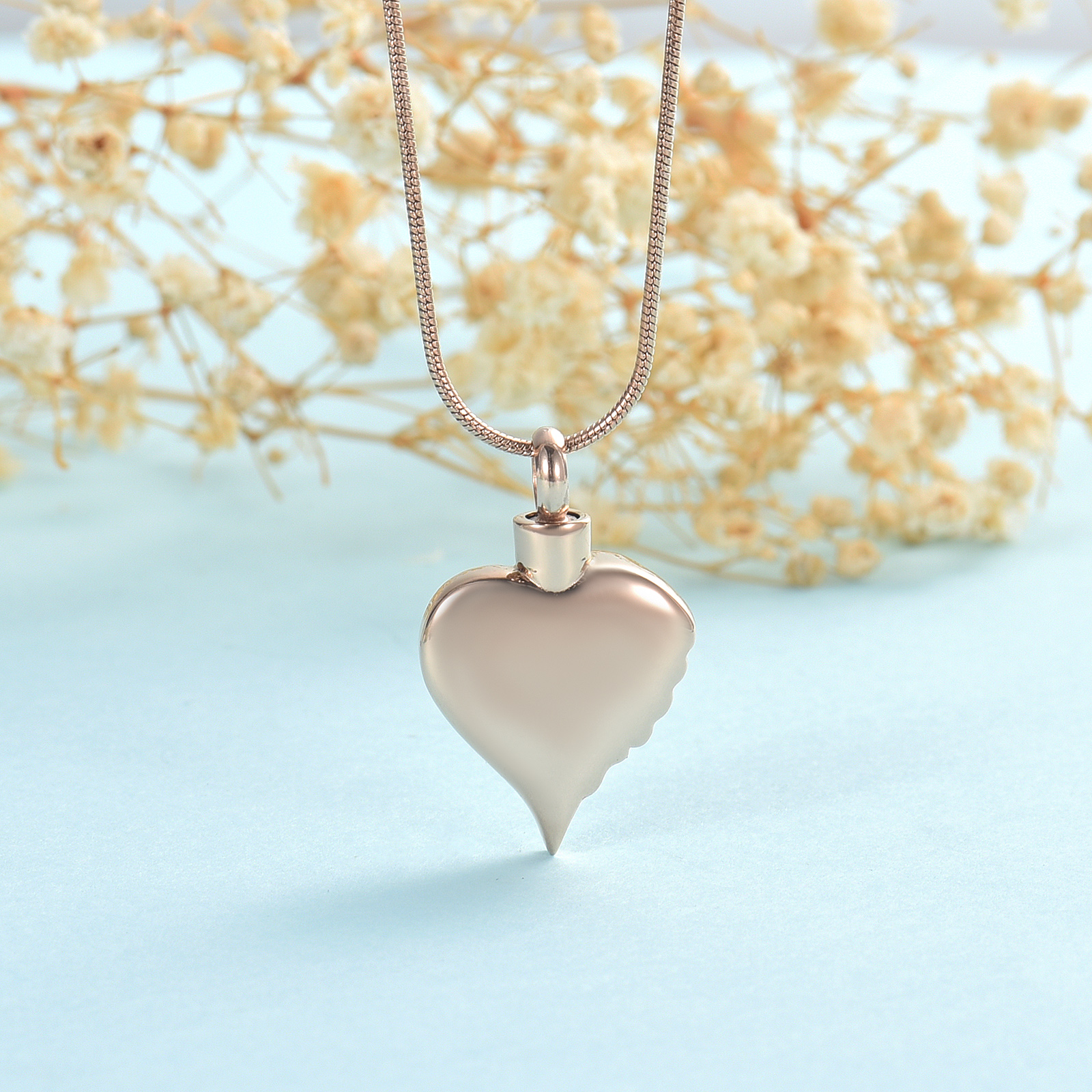 Crystal Angel Wing Heart Cremation Pendant Keepsake Urn Necklace Ashes Jewellery - Picture 18 of 23