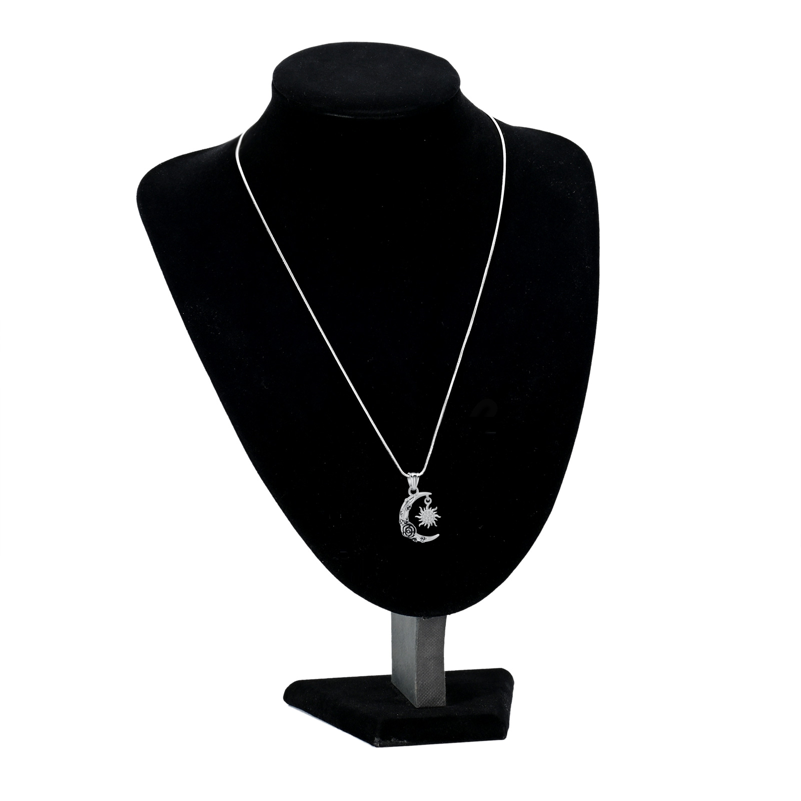 Rose Flower Print Moon & Sun Urn Keepsake Pendant Memorial Necklace For Ashe