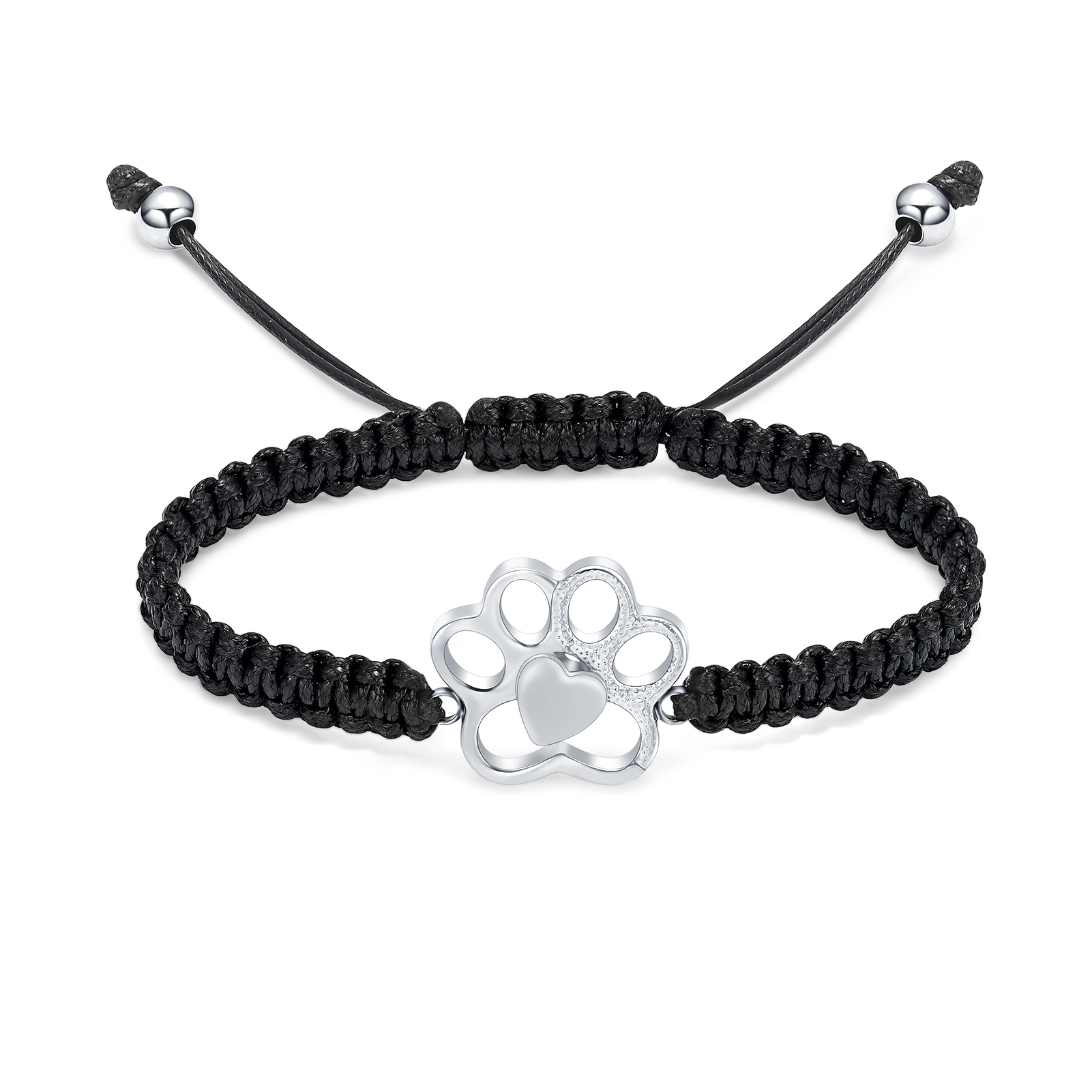 Paw Print Cremation Urn Pendant Braided Cord Memory Bracelet Length Adjustable - Picture 3 of 22