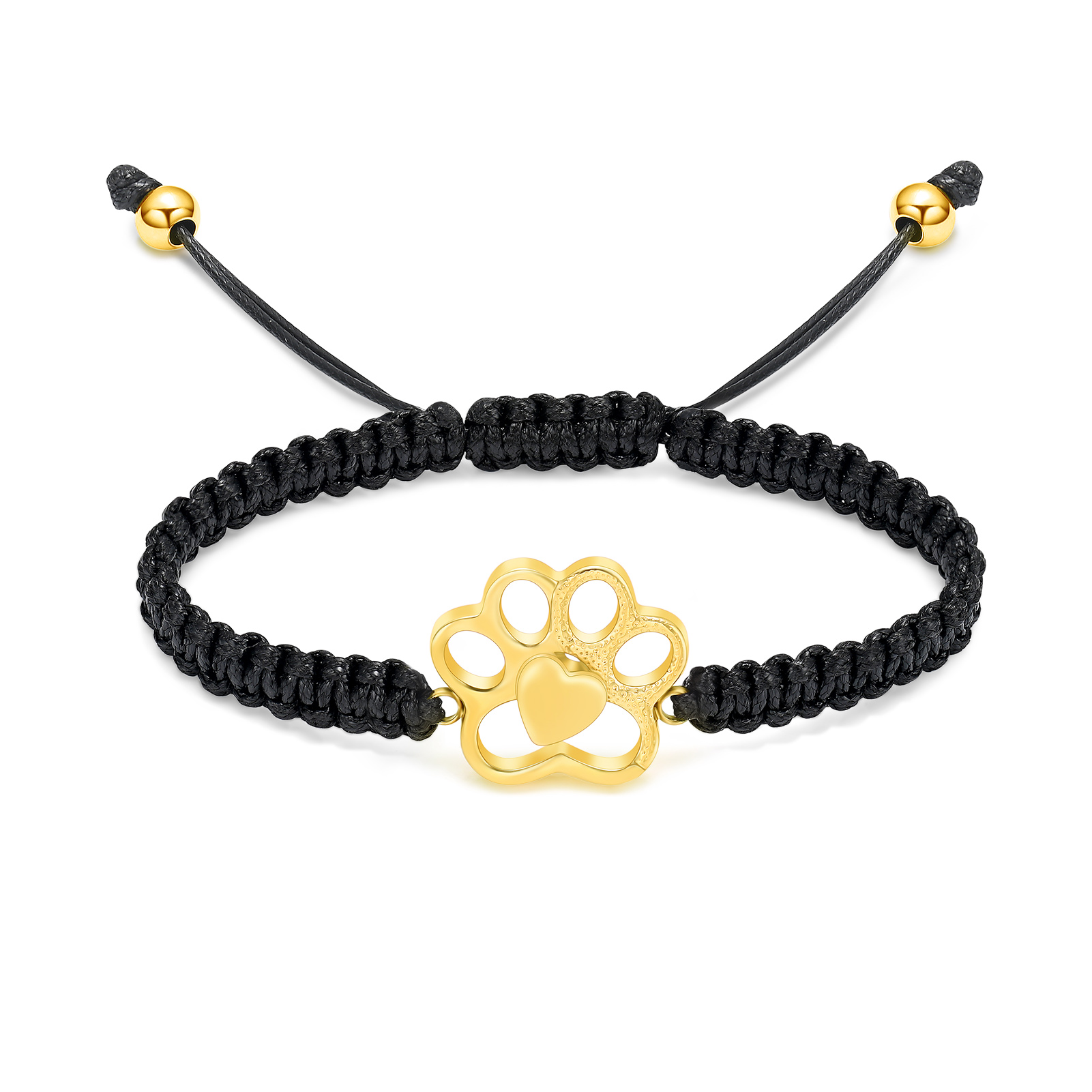 Paw Print Cremation Urn Pendant Braided Cord Memory Bracelet Length Adjustable - Picture 7 of 22