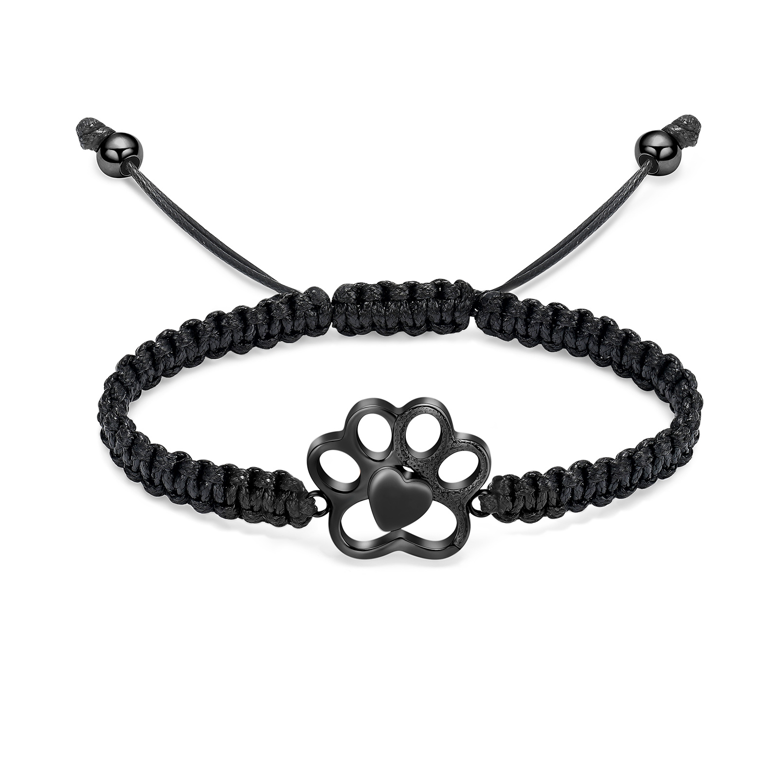 Paw Print Cremation Urn Pendant Braided Cord Memory Bracelet Length Adjustable - Picture 15 of 22