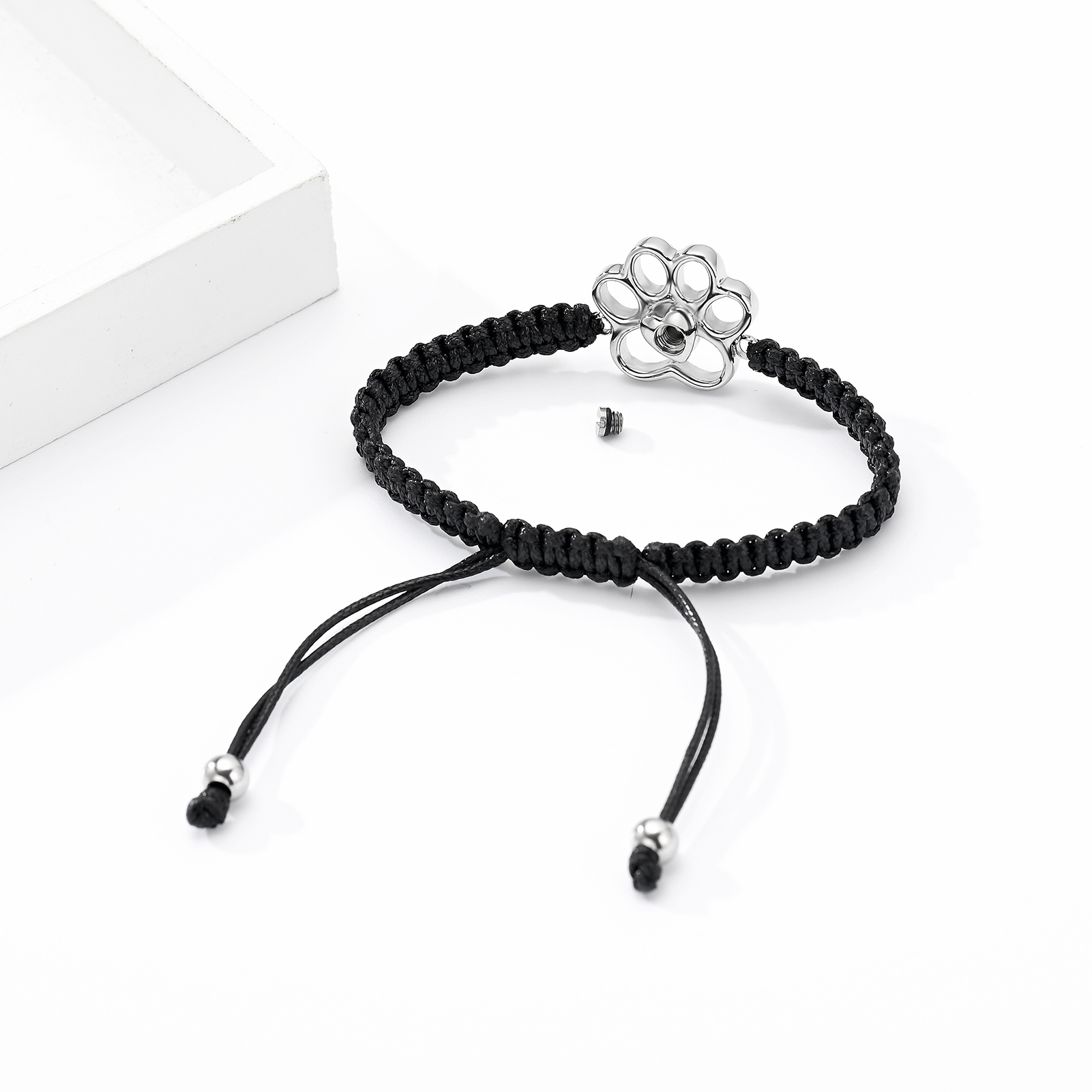 Paw Print Cremation Urn Pendant Braided Cord Memory Bracelet Length Adjustable - Picture 22 of 22
