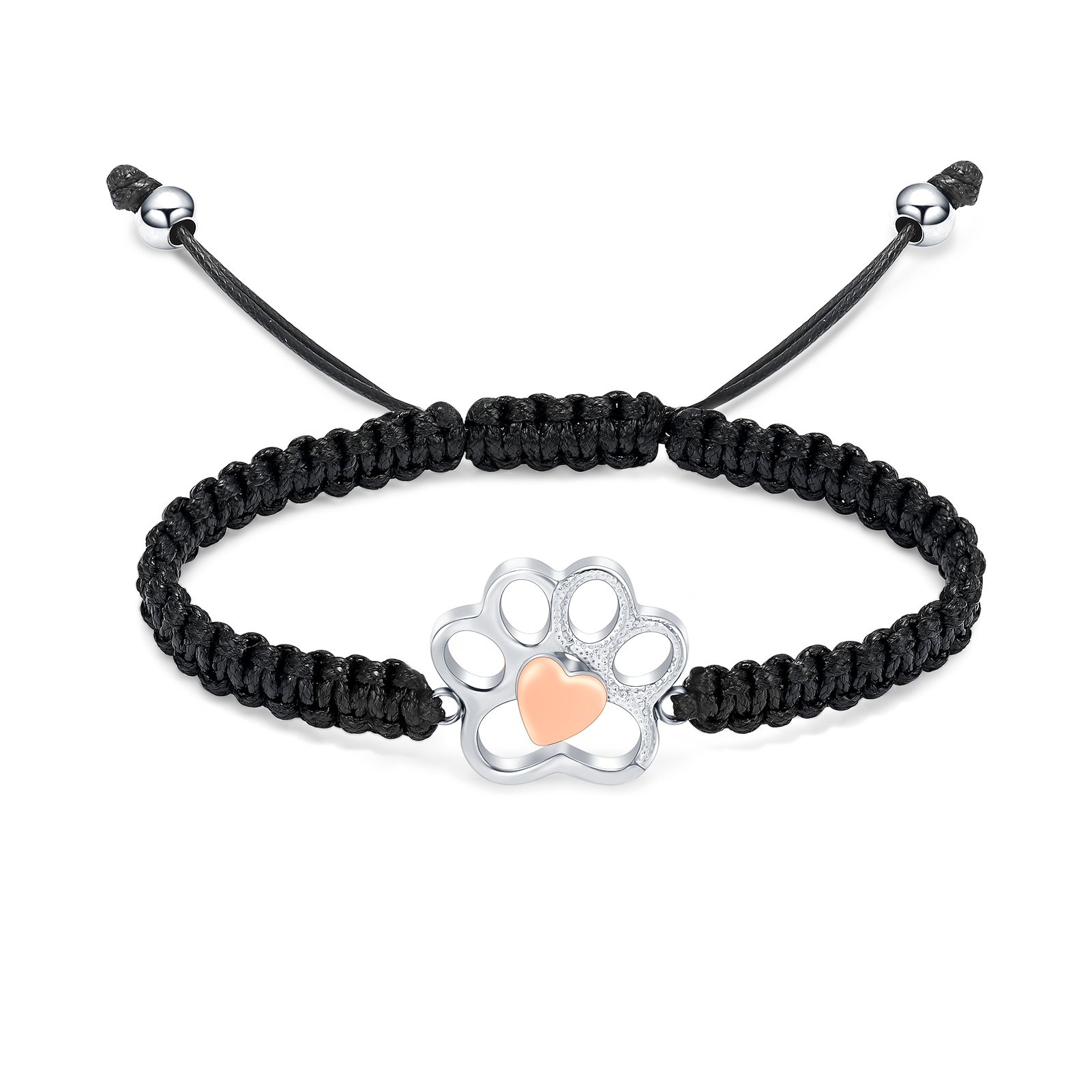 Paw Print Cremation Urn Pendant Braided Cord Memory Bracelet Length Adjustable - Picture 19 of 22