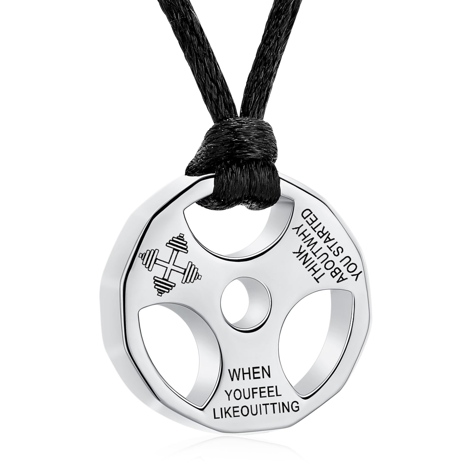 Fitness Dumbbell Urn Necklace Stainless Steel Weight Plate Urn Cremation Jewelry