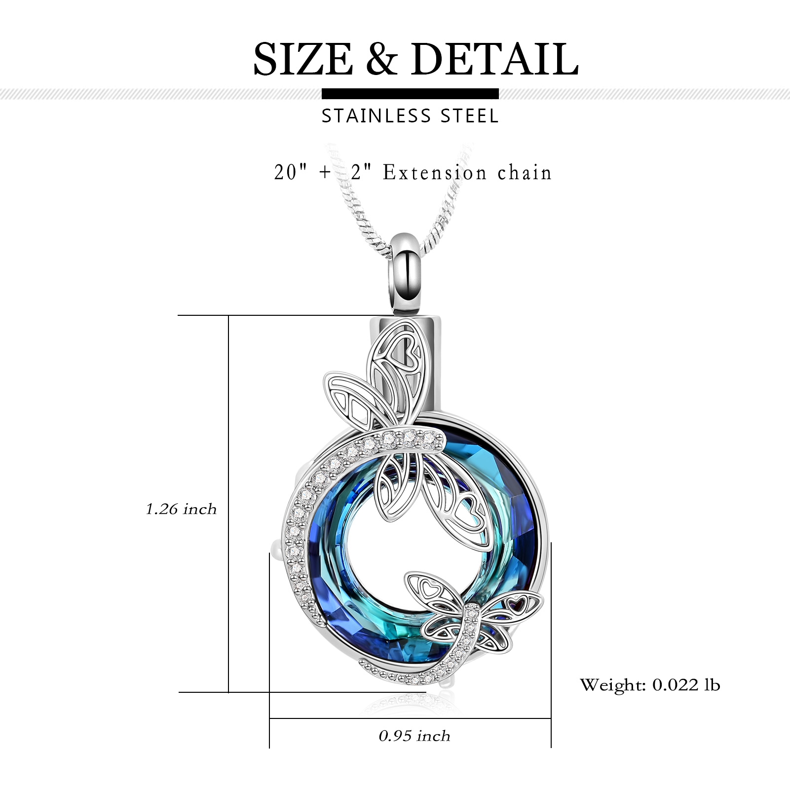 Dragonfly Circle of Life Urn Pendant Memory Necklace for Cremation Ashes Jewelry