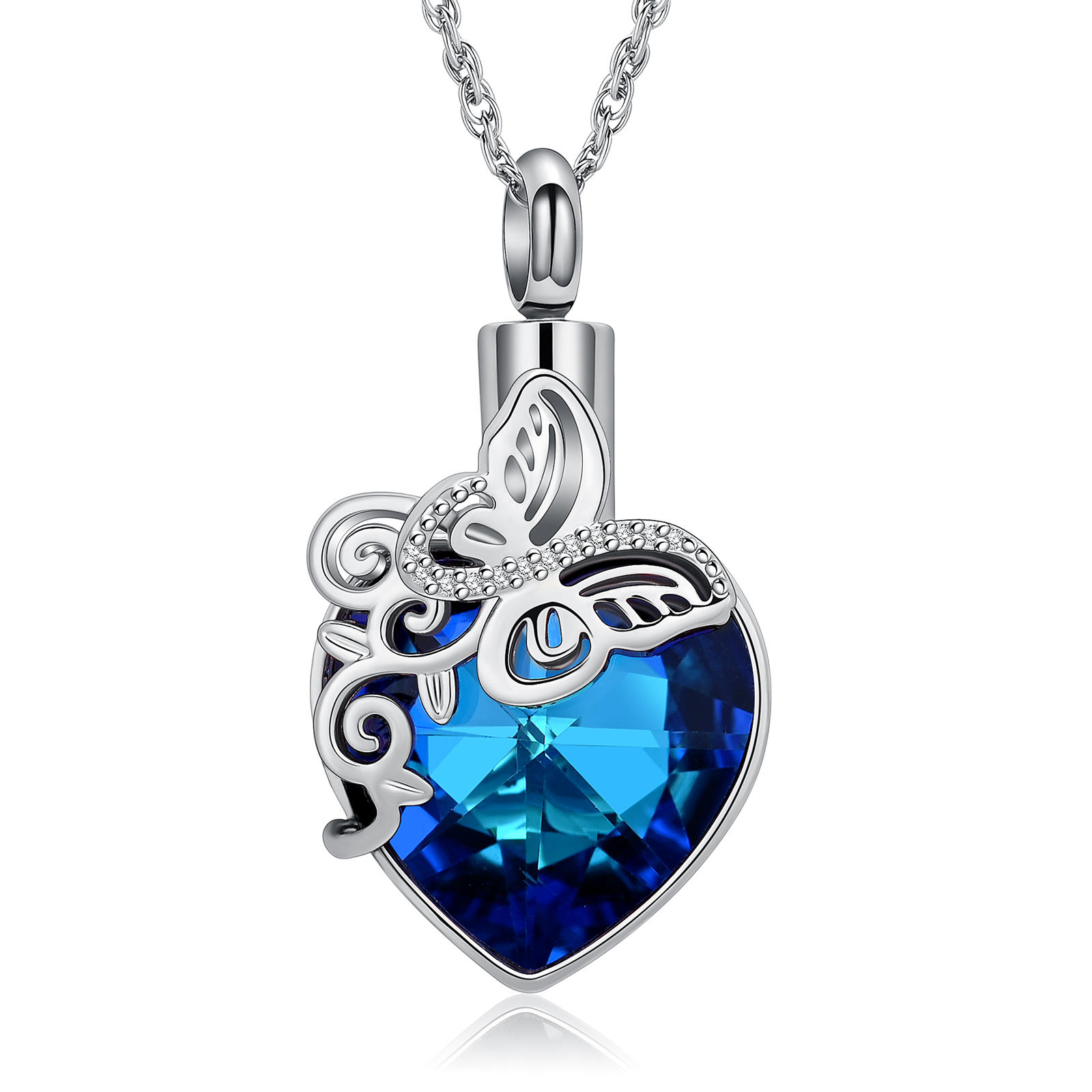 Crystal Butterfly Urn Necklaces for Ashes Urn Jewelry for Human / Pet Ashes Gift