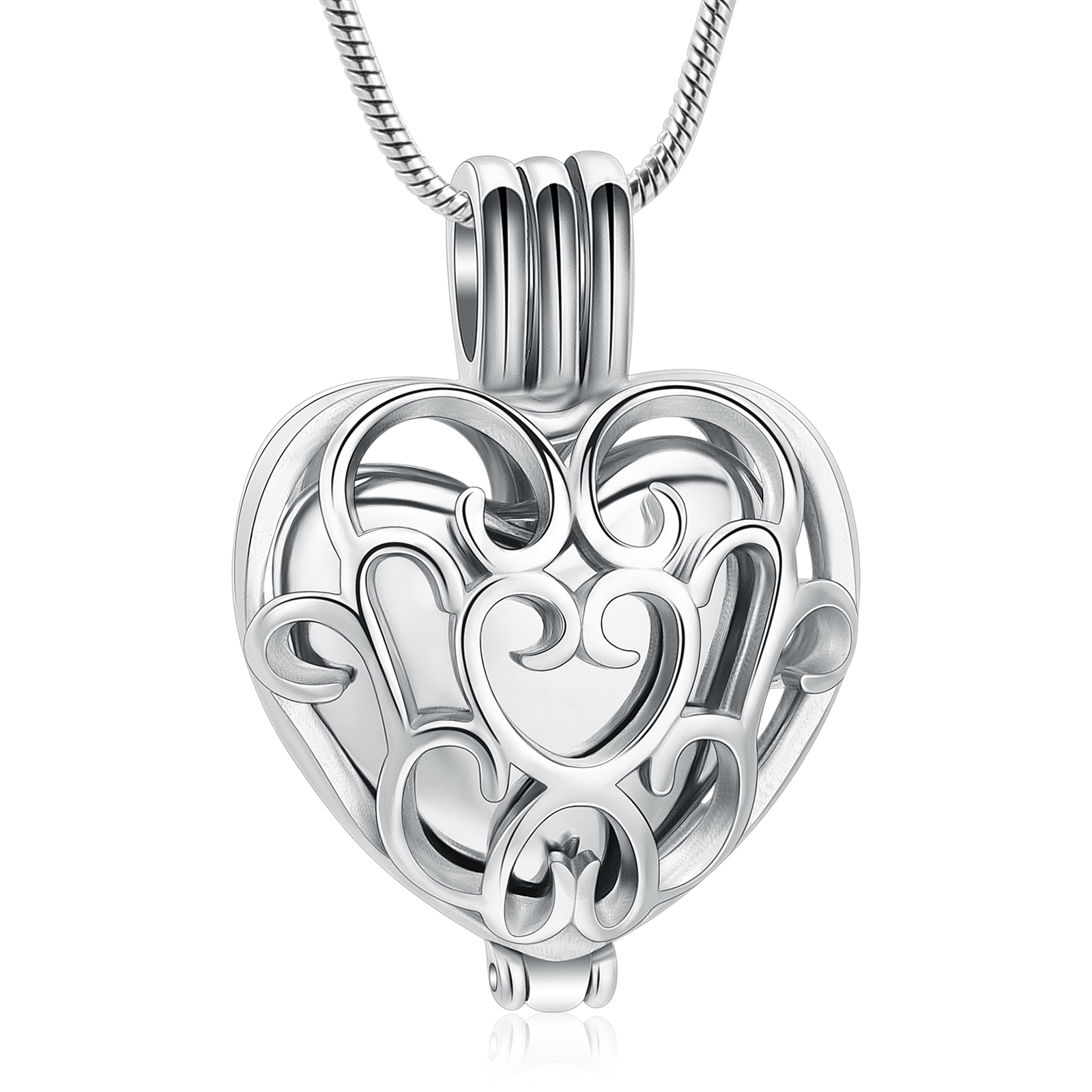 Double Layer Heart Urn Pendant Cremation Jewelry Ashes Holder Memory Necklace