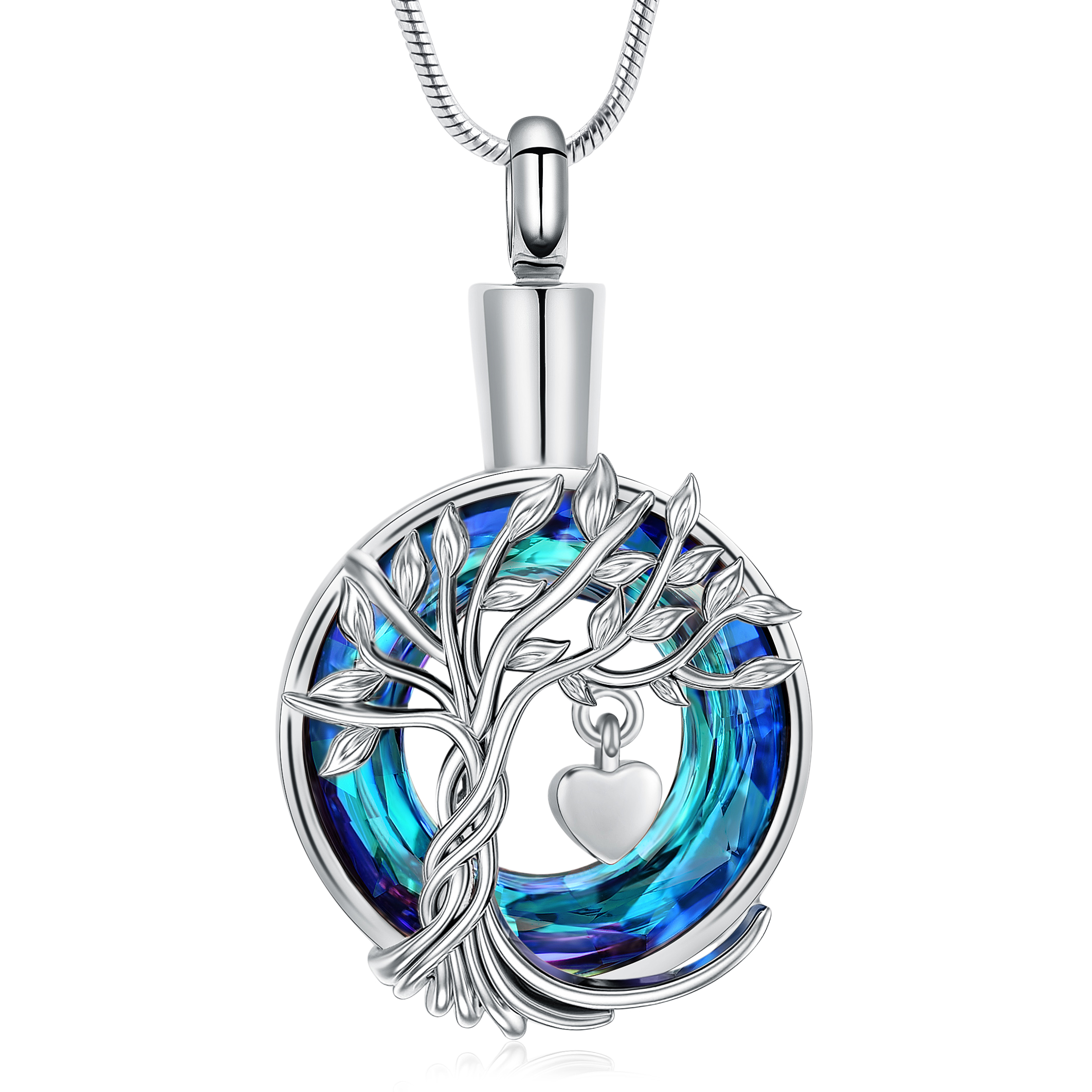 Tree of Life Urn Necklaces for Ashes Crystal Ash Cremation Jewelry for Women Men