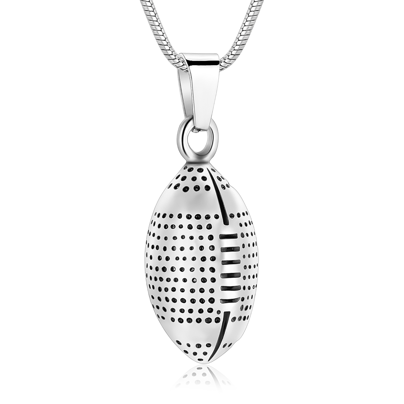 Rugby Football Urn Necklace for Ashes Sport Cremation Keepsake Memorial Jewelry