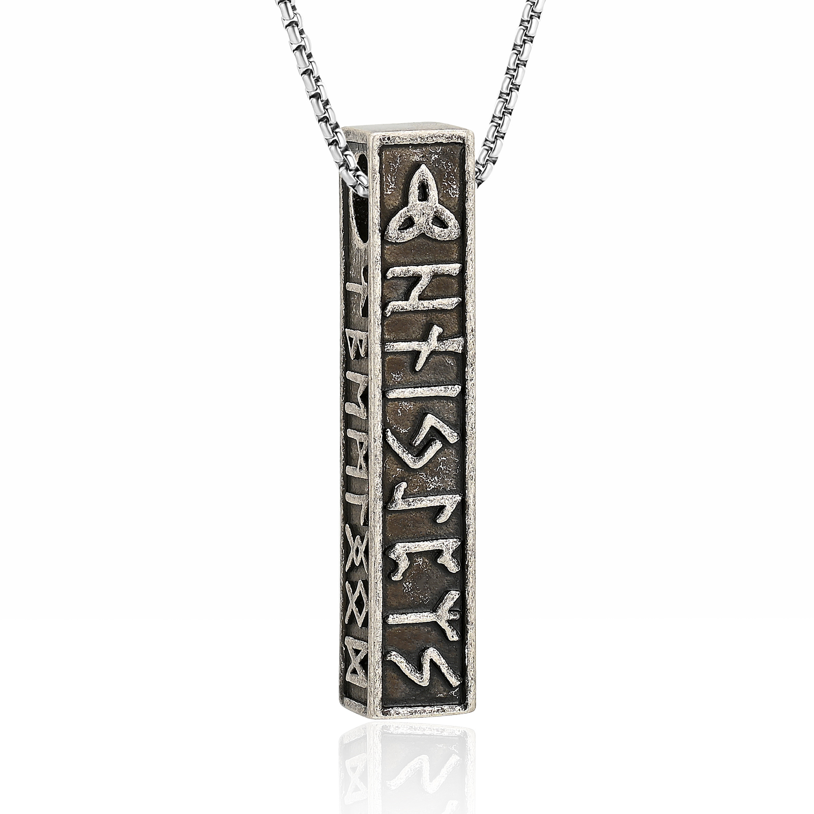 Norse Viking Urn Necklace for Men Women Rune Bar Cremation Jewelry Urn Pendant