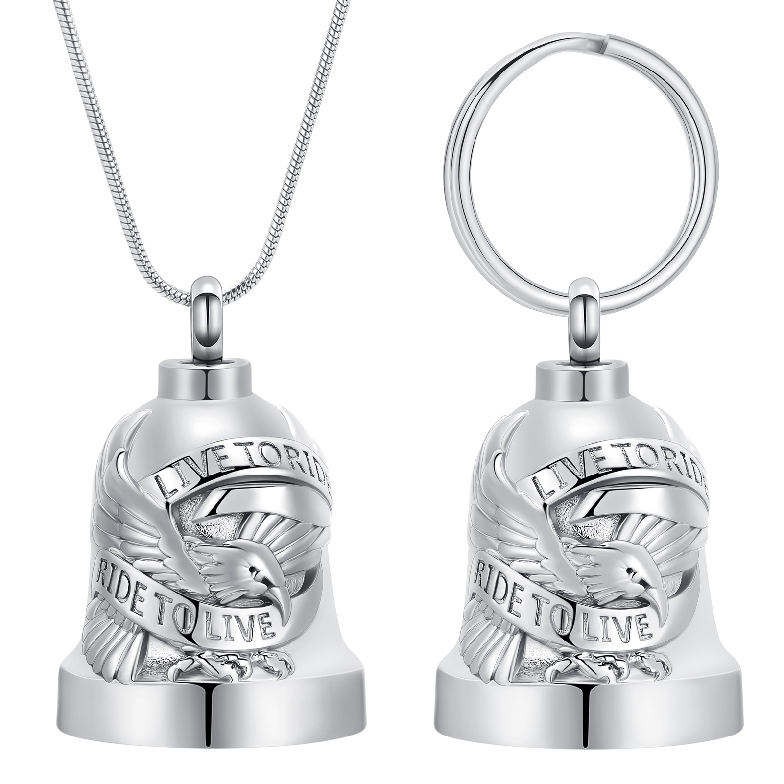 2 Pack Eagle Love Cremation Keychain / Bell Urn Necklaces for Ashes Ash Pendant