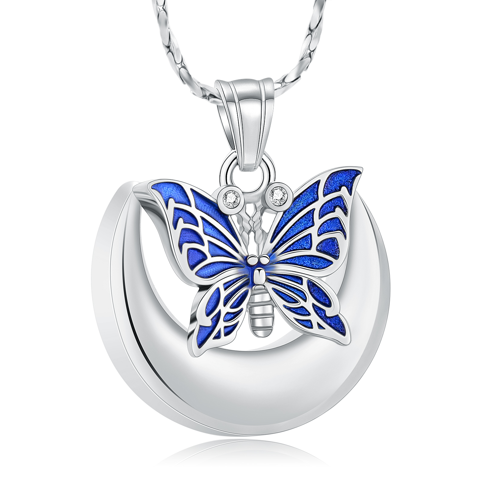 Butterfly Urn Necklace for Ashes Women Men Moon Memorial Ashes Cremation Jewelry