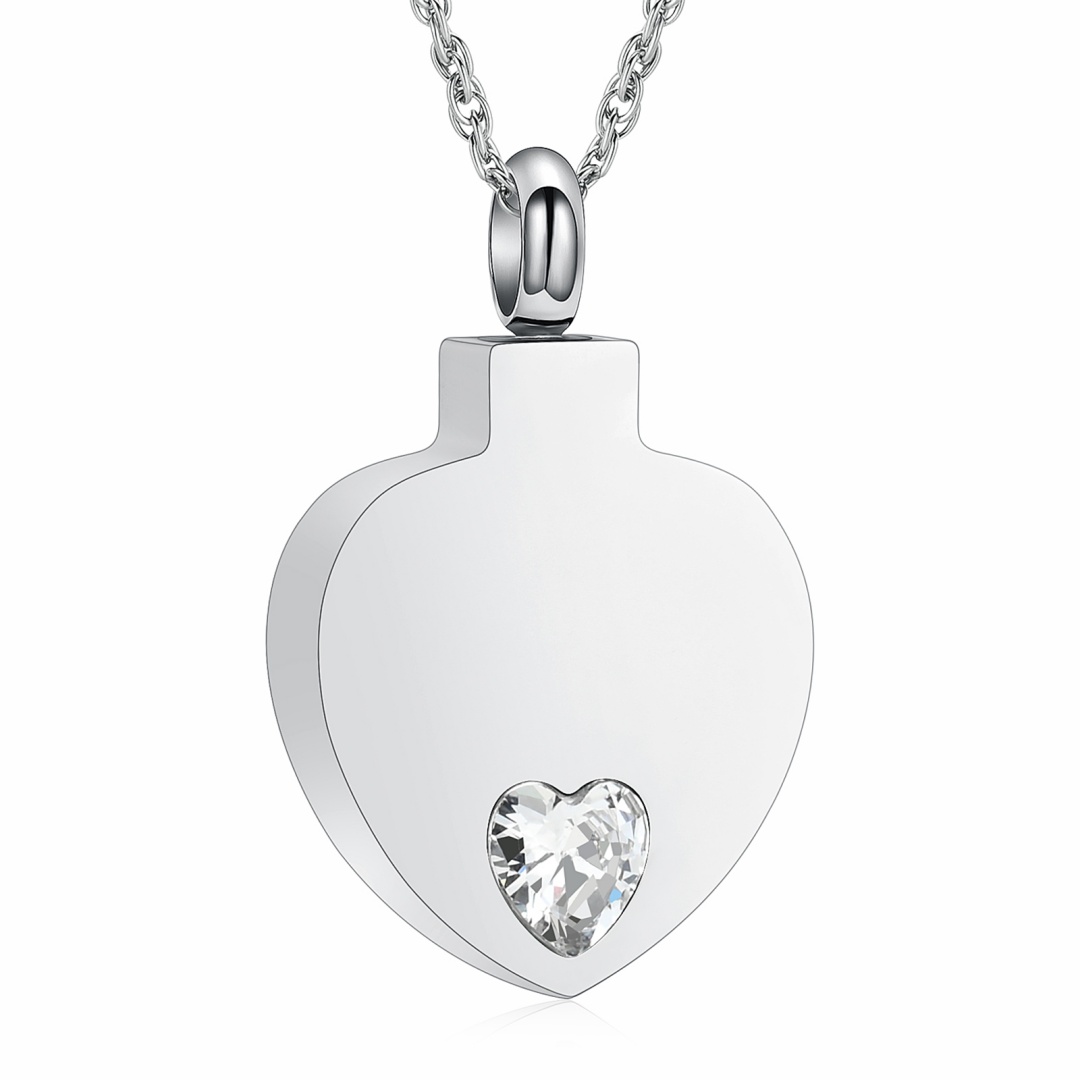Birthstones Urn Necklace for Human / Pet Ashes Heart Memorial Cremation Jewelry