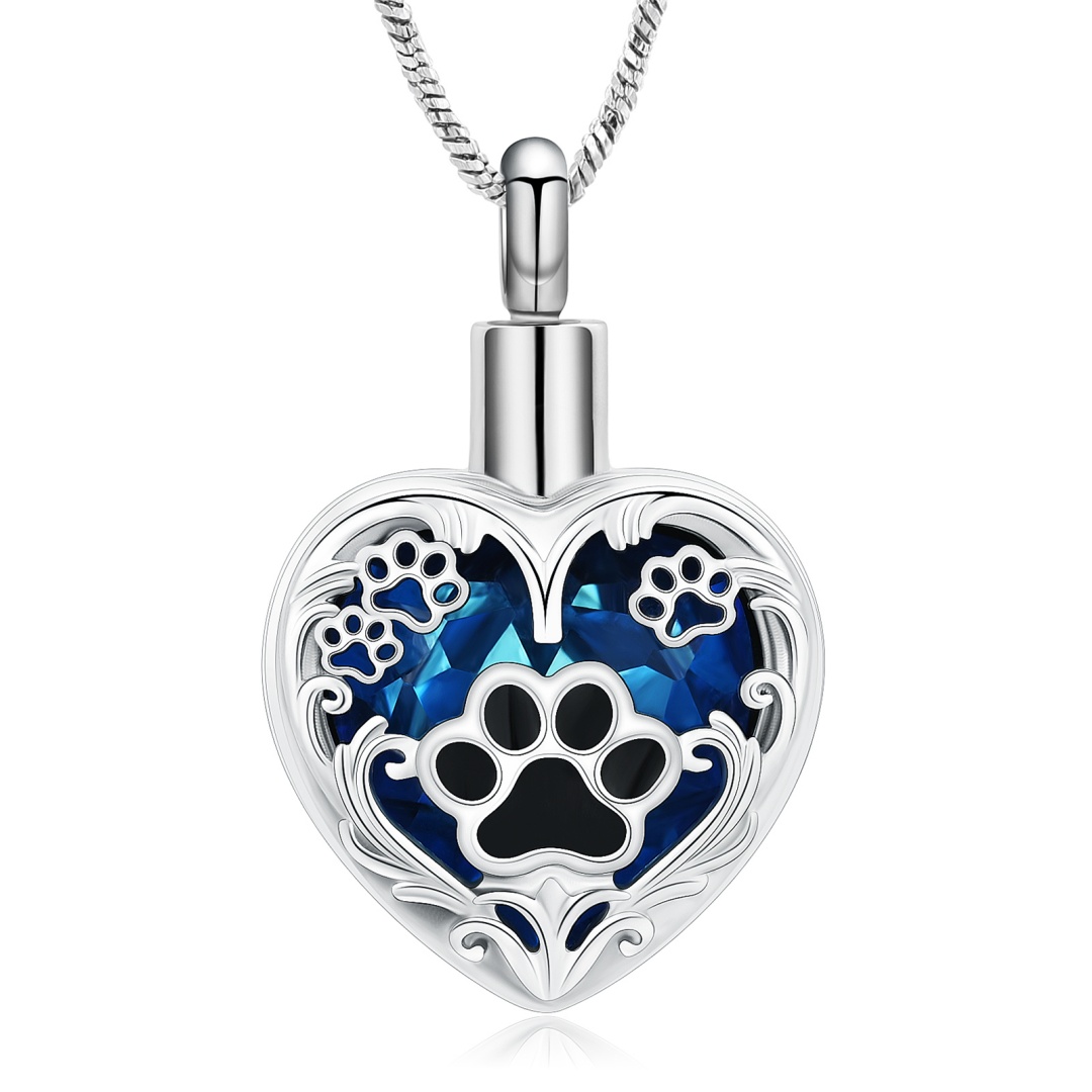 Personalized Heart Paw Print Ashes Urn Necklace for Ashes Pet Memorial Urn Gifts