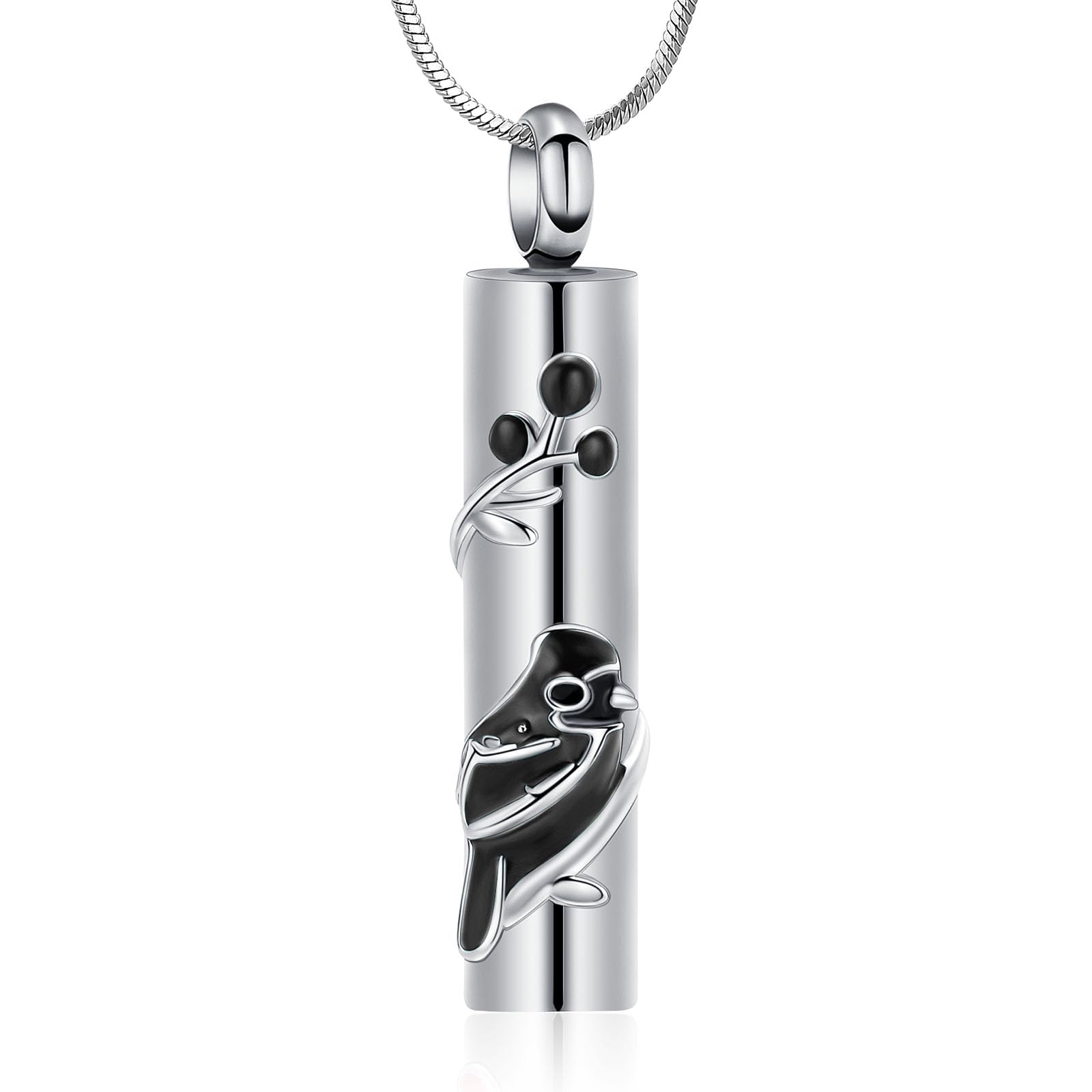 Cardinal Print Cylinder Urn Pendant Memory Necklace Cremation Jewelry for Ashes