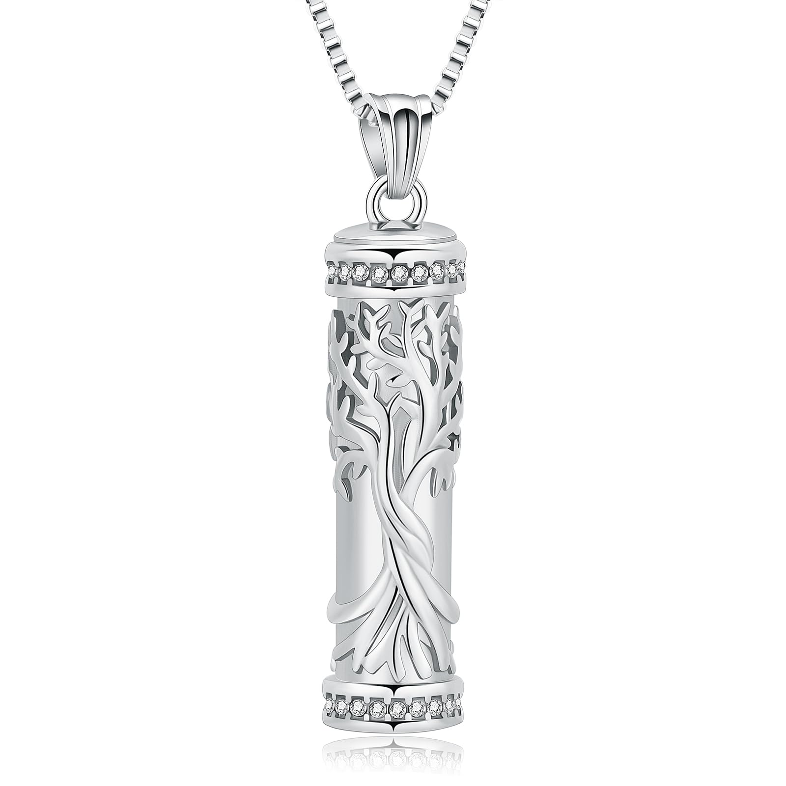 Tree of Life Urn Necklace for Ashes Cylinder Bar Necklace Ashes Family Tree Urns