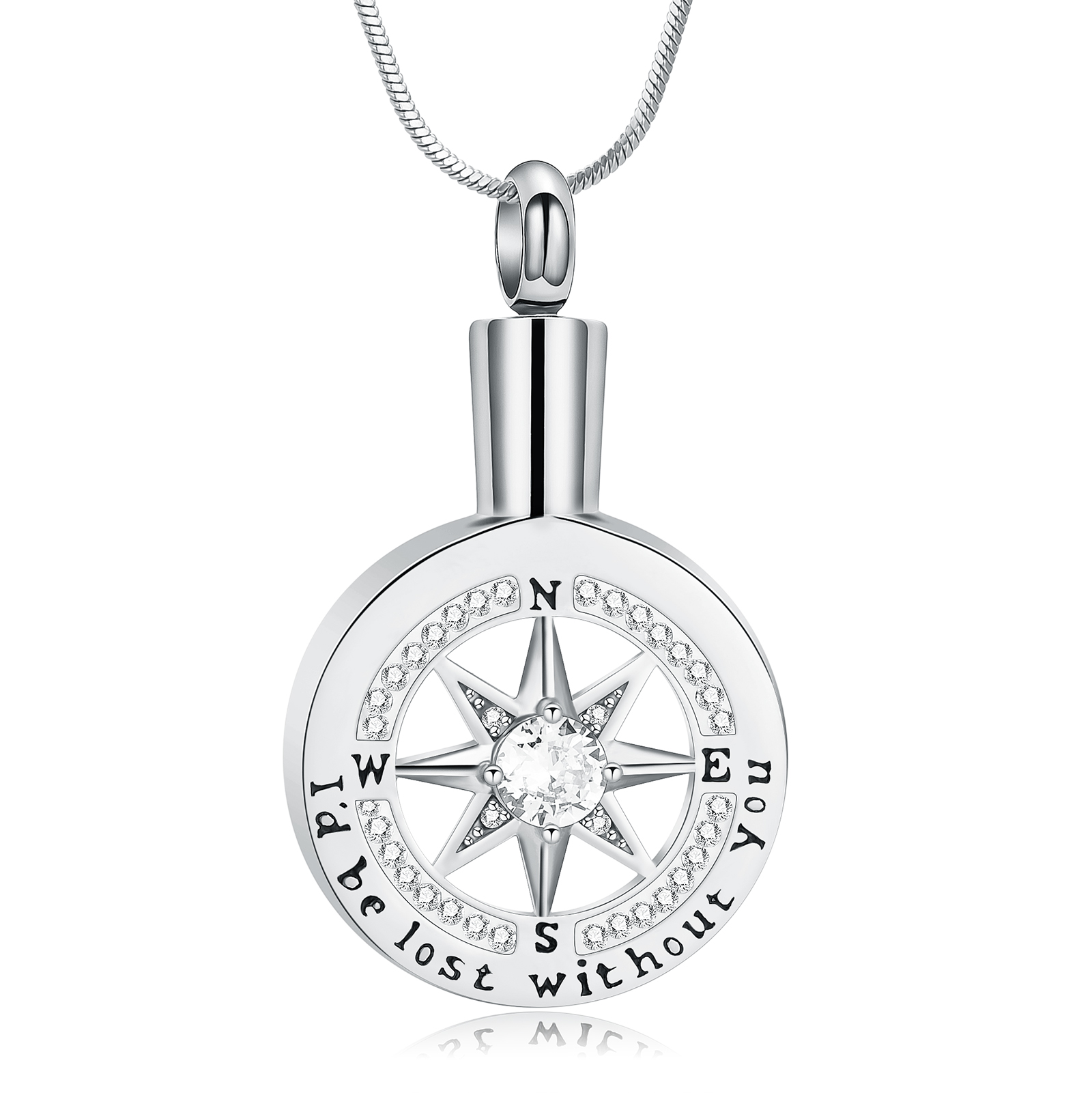 I’d Be Lost Without You Compass Urn Pendant Jewelry for Ashes Memory Necklace