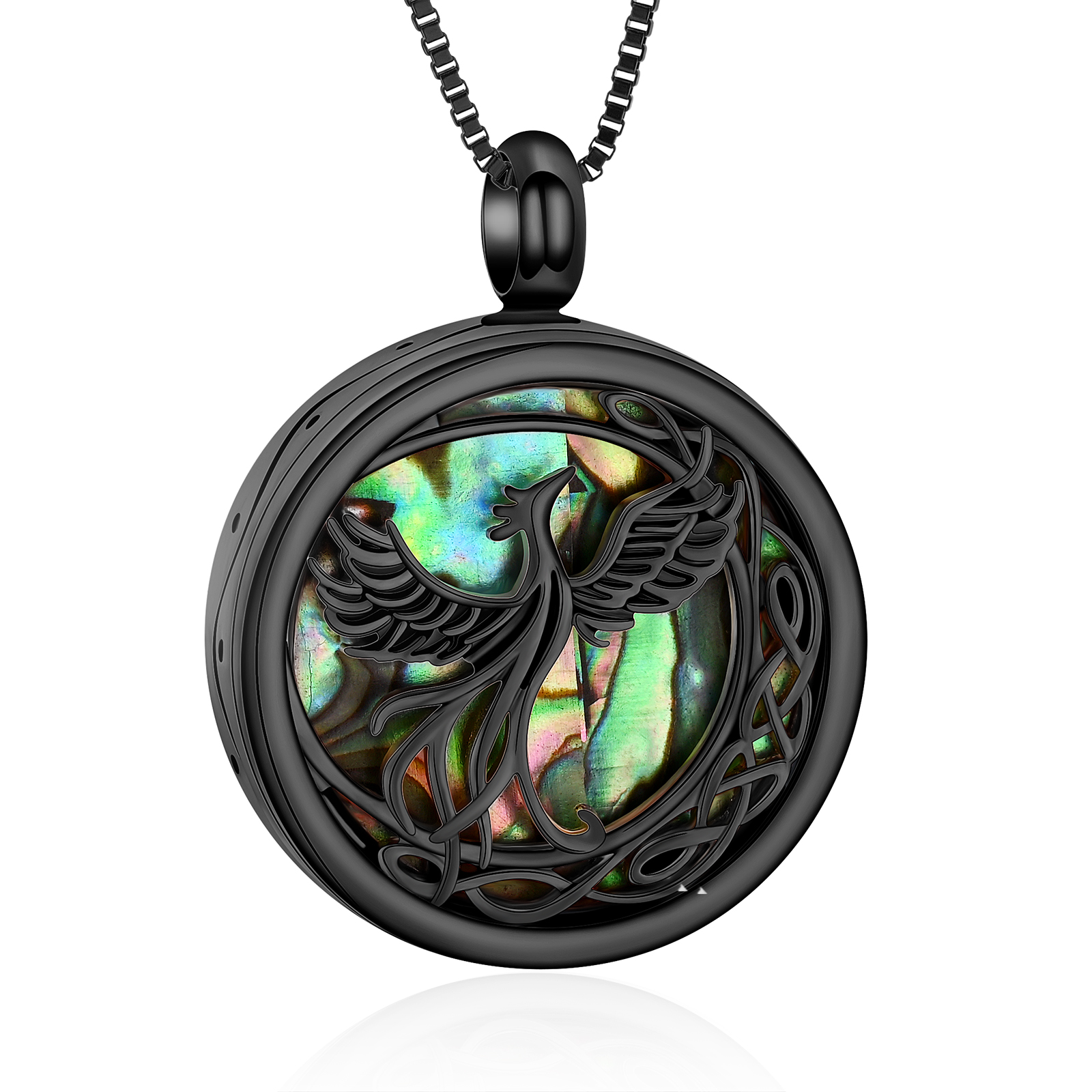 Phoenix Urn Necklace Cremation Jewelry for Ashes Abalone Shell Phoenix Pendant
