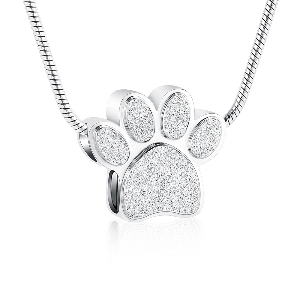 Paw Print Urn Pendant Jewelry for Dog Cat Ashes Keepsake Pet Memory Necklace