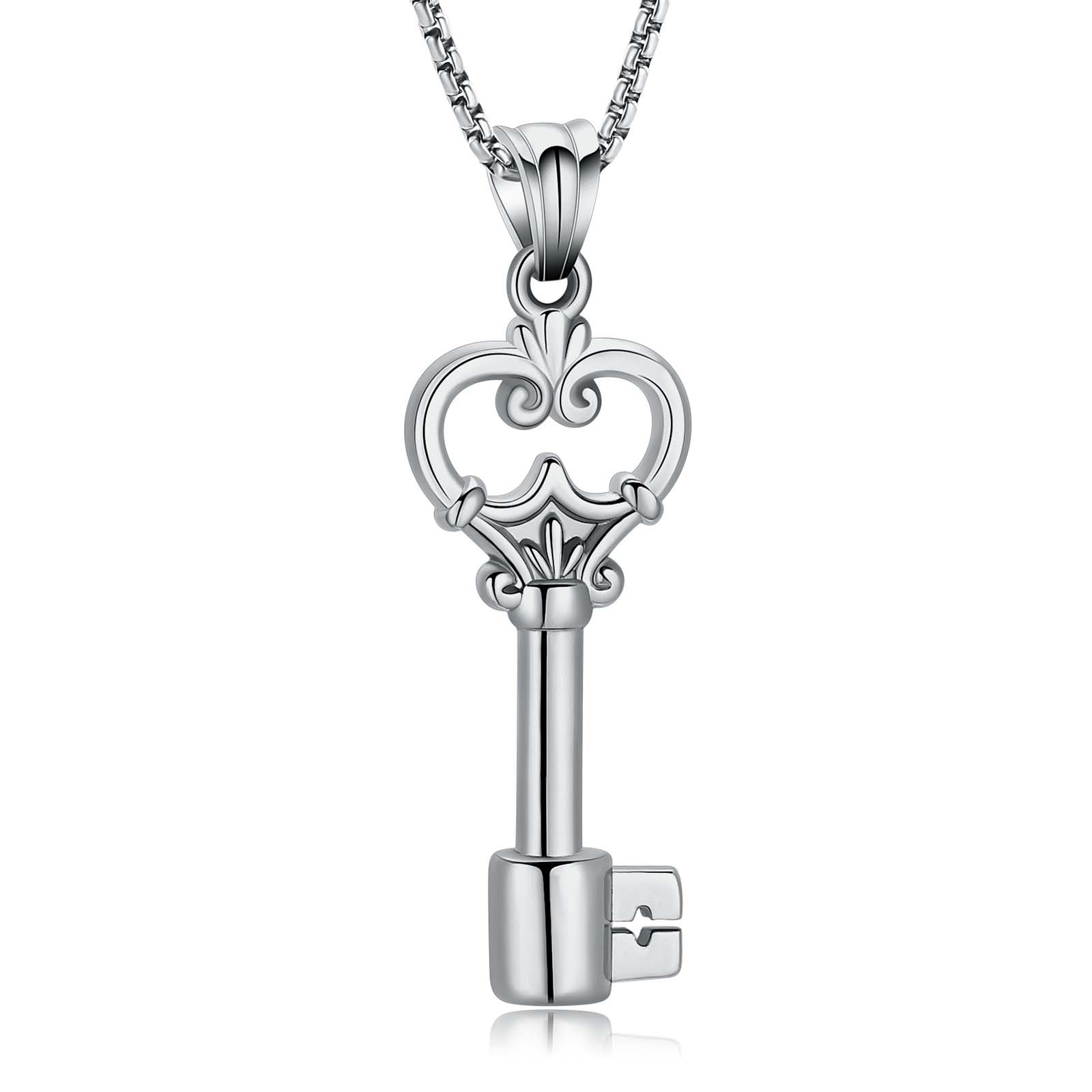 Vintage Antique Heart Key Urn Pendant Cremation Jewelry Keepsake Memory Necklace