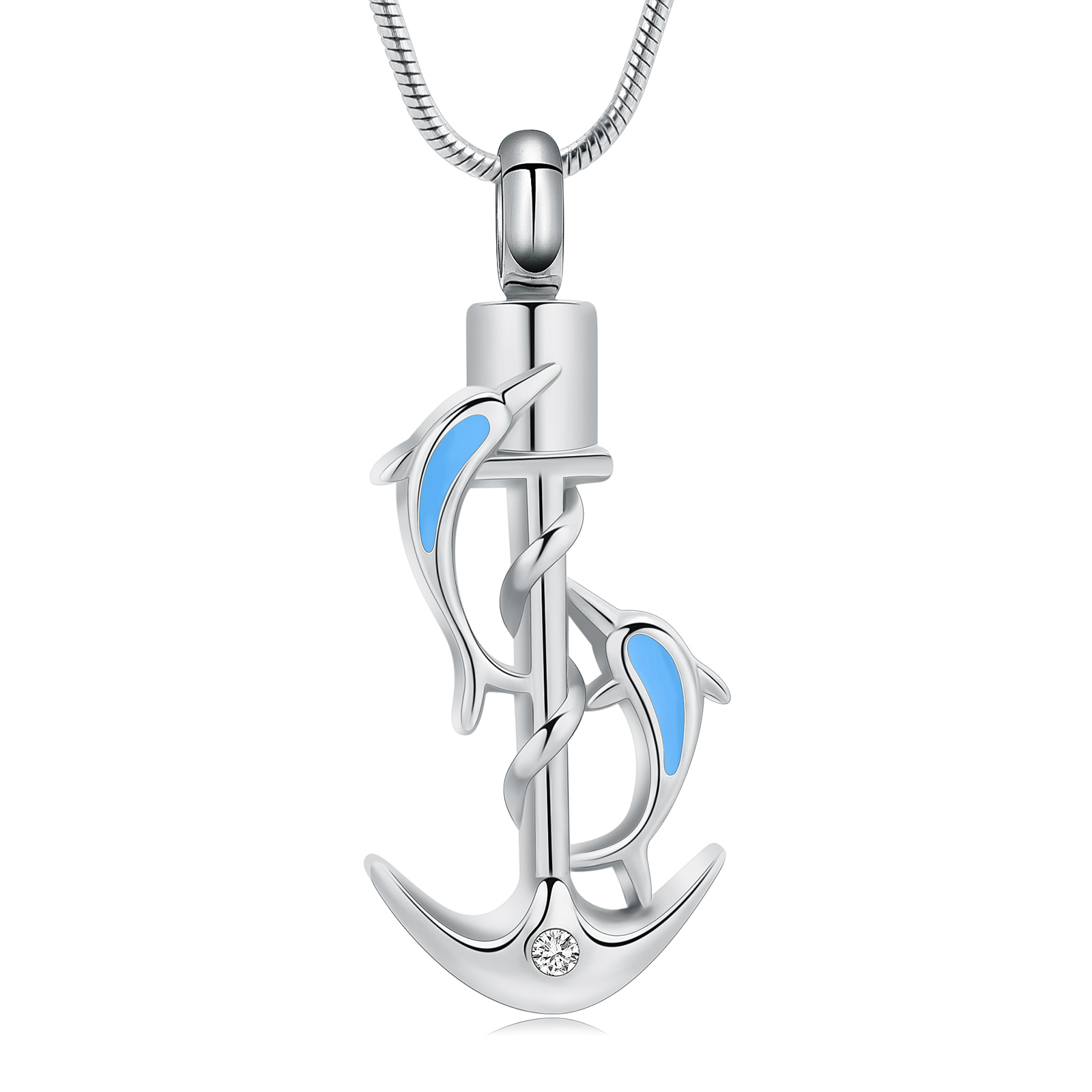Dolphin Anchor Urn Pendant Memory Necklace for Cremation Ashes Memorial Jewelry