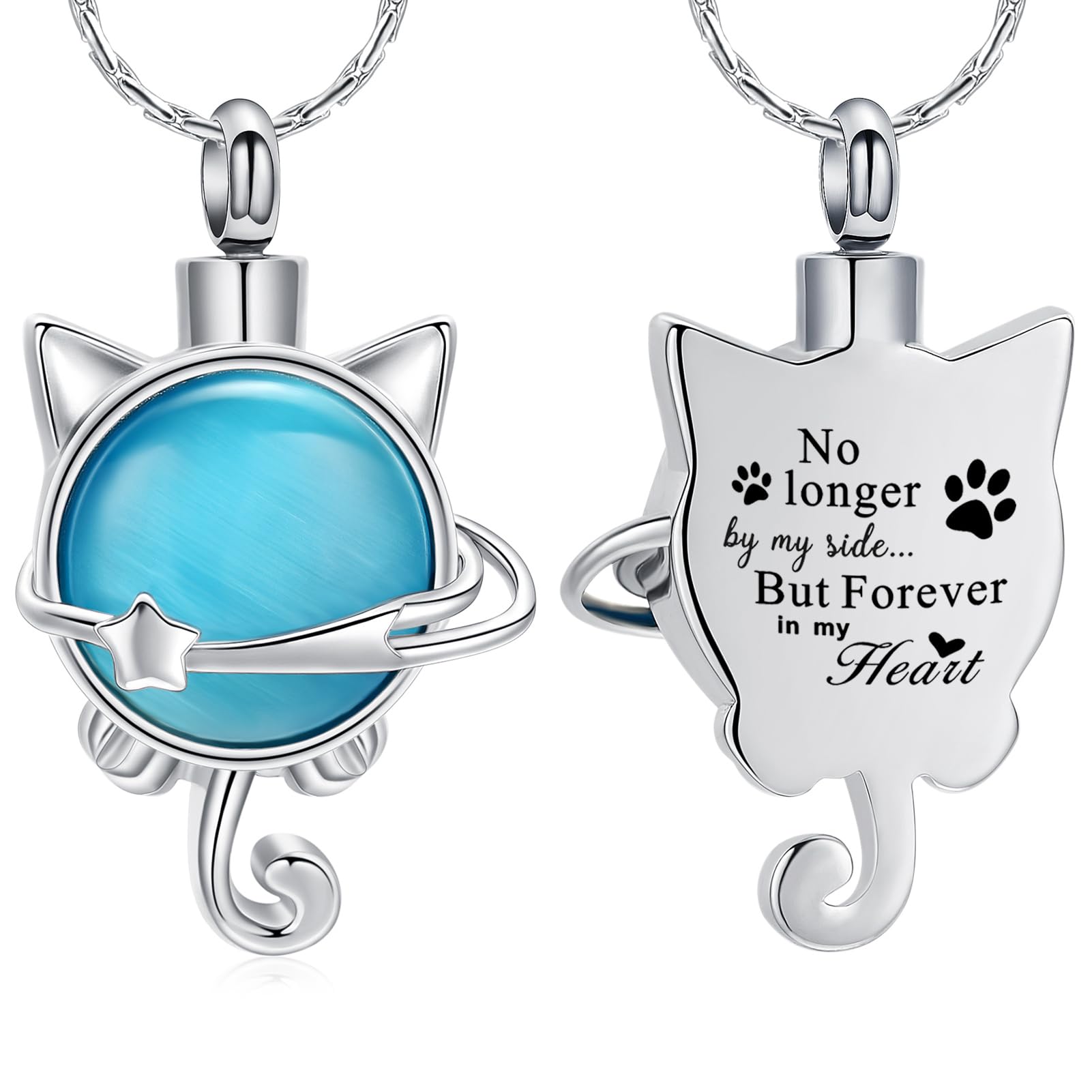 Moon Star Love Infinity Cat Urn Pendant Memory Necklace Ashes Memorial Jewelry