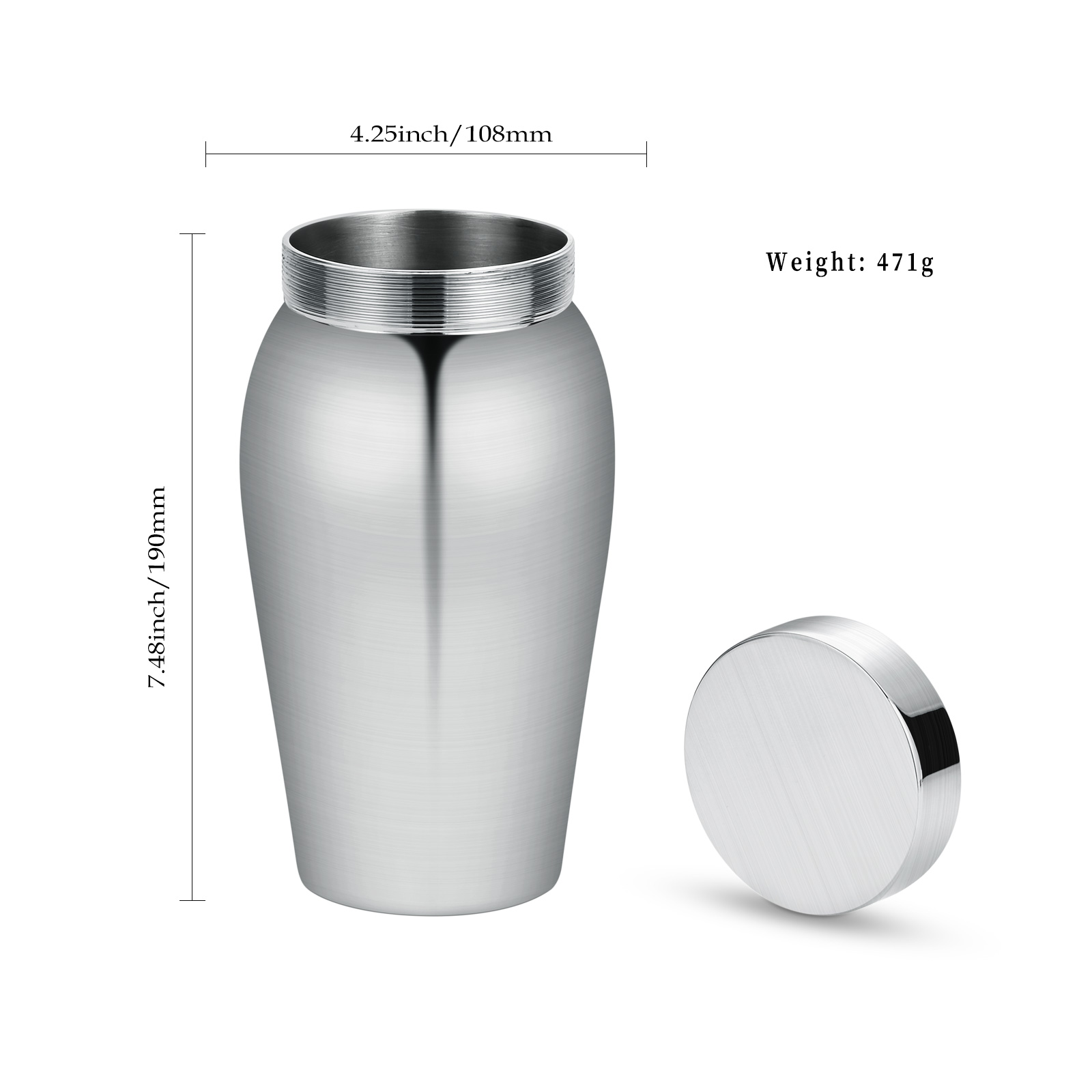 19*10.8Cm 316L Stainless Steel Small Cremation Urn for Ashes Keepsake Urn