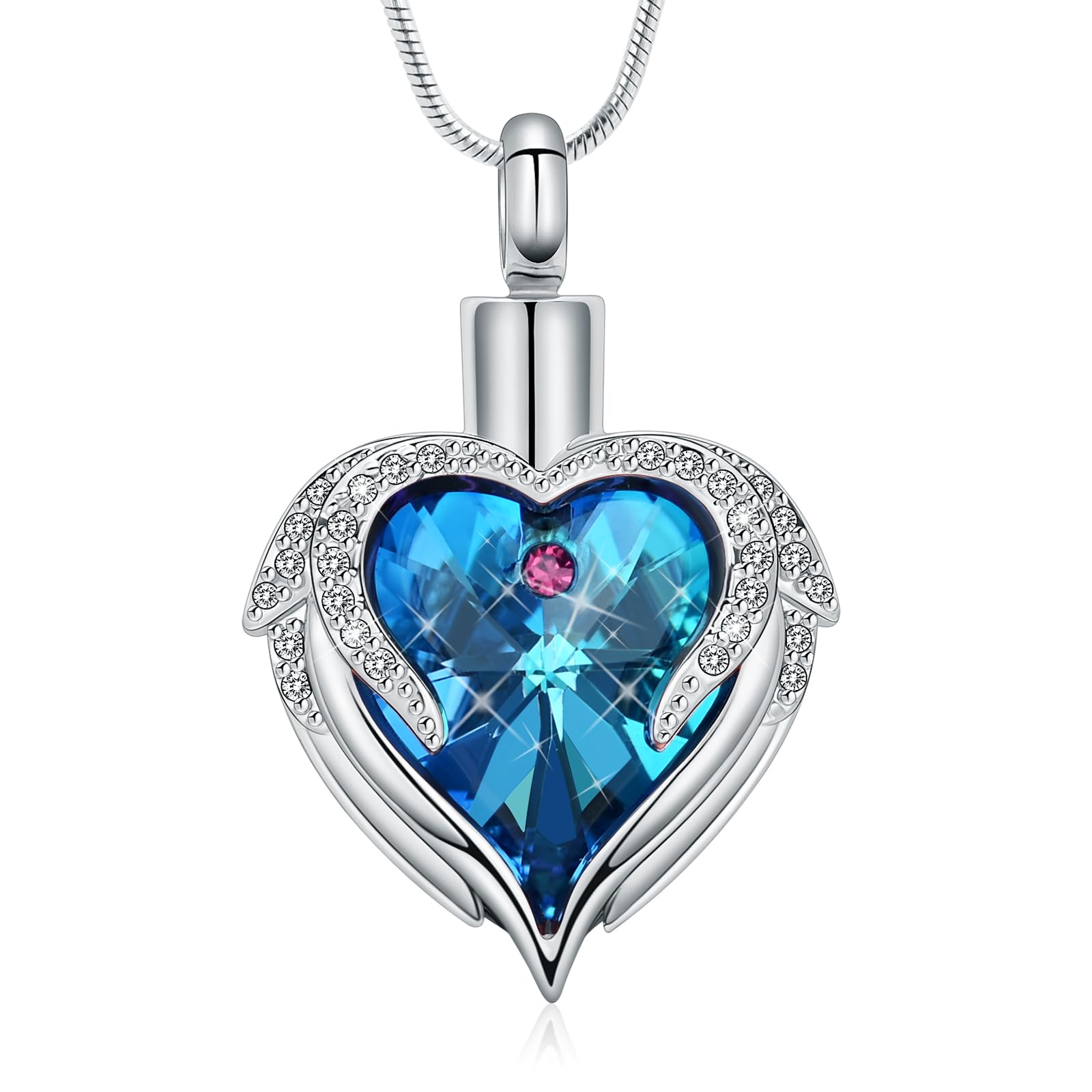 Angel Wing Heart Urn Pendant Cremation Jewelry for Ashe Keepsake Memory Necklace