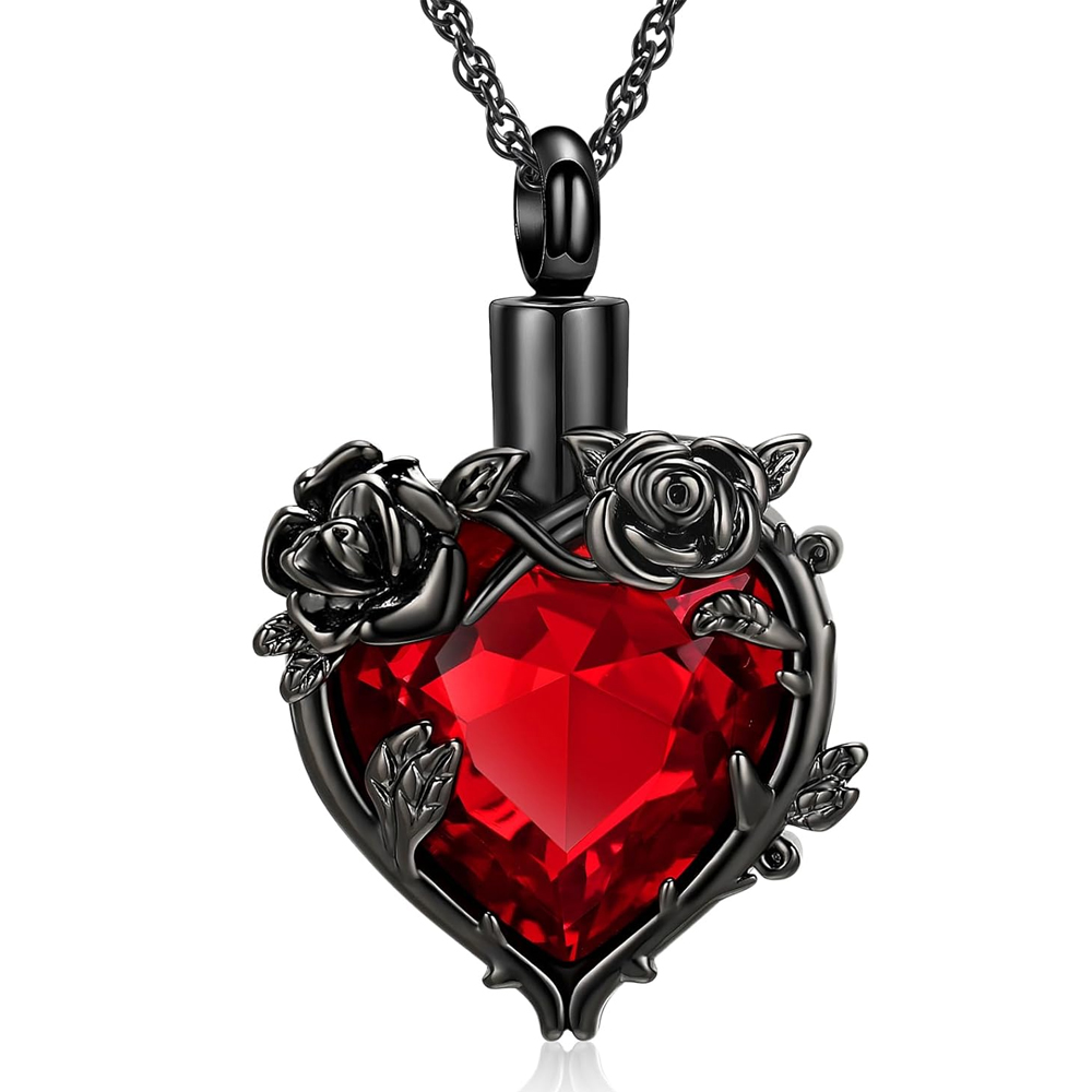 Rose Flowers Heart Urn Necklaces for Ashe for Women Memorial Human Ashes Pendant