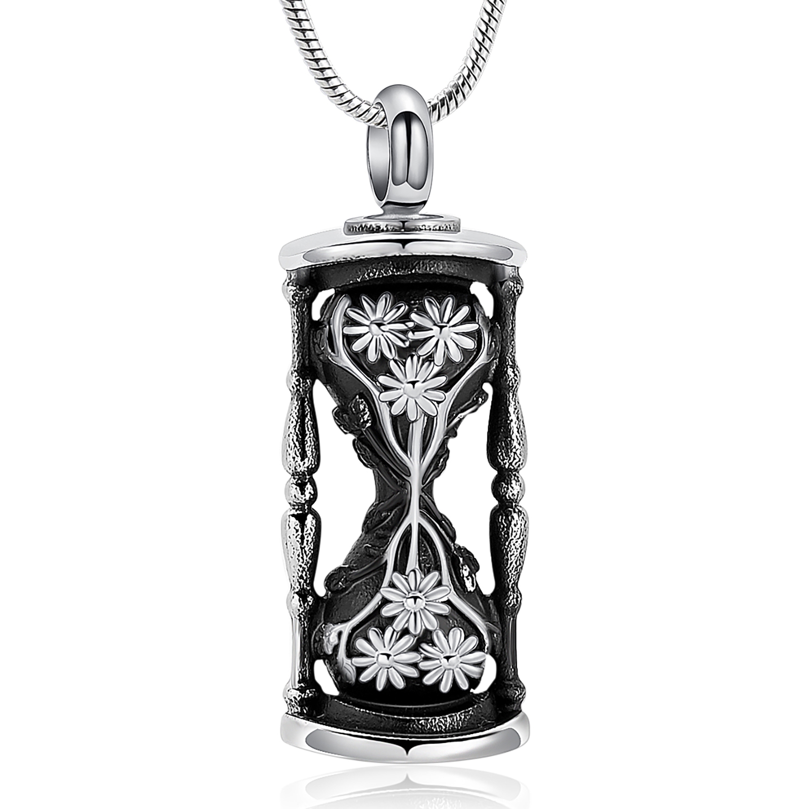 Vintage Hourglass Urn Pendant Memory Necklace for Ashes Memorial Jewelry Gift