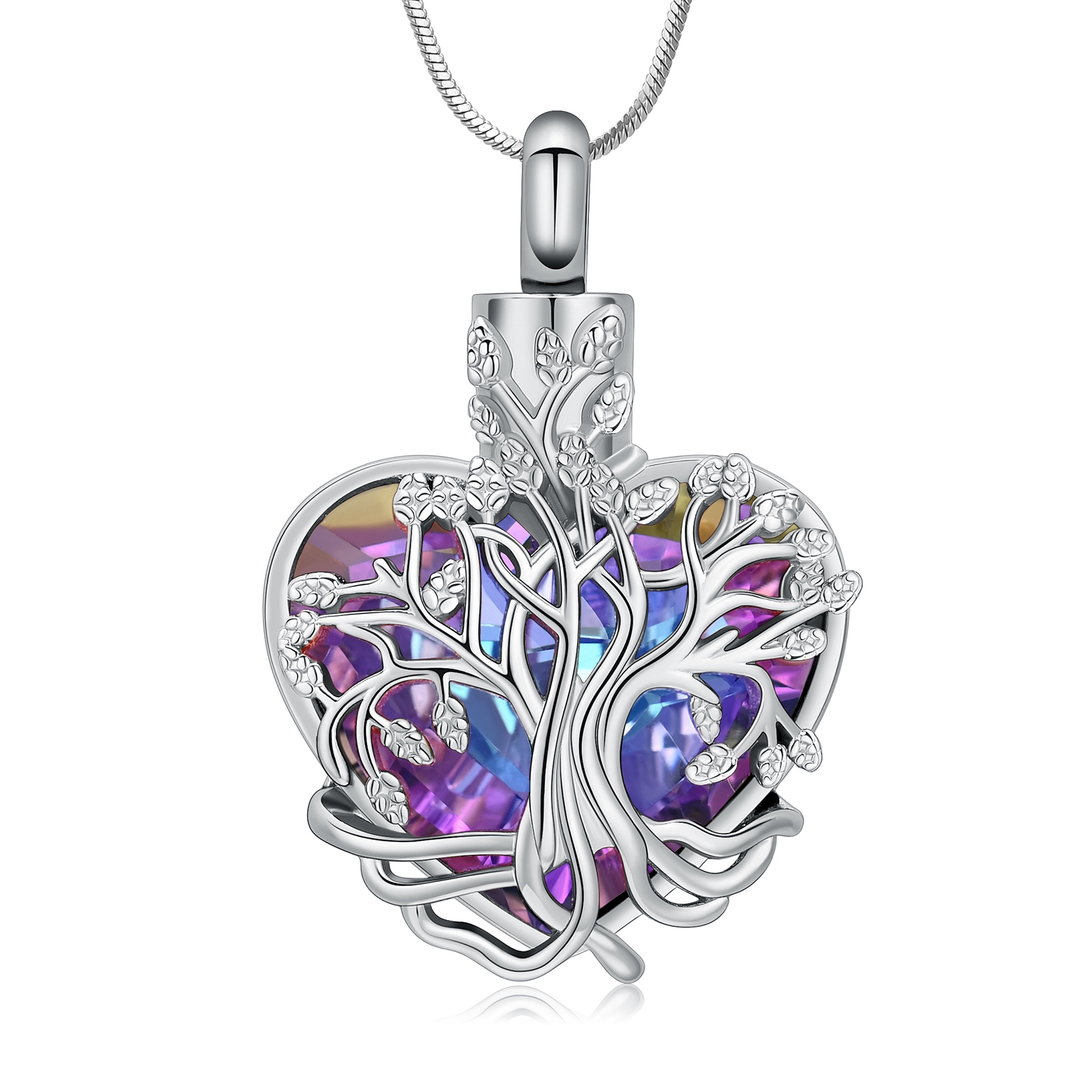 Tree of Life Heart Urn Pendant Necklace for Cremation Ashe Memorial Jewelry Gift
