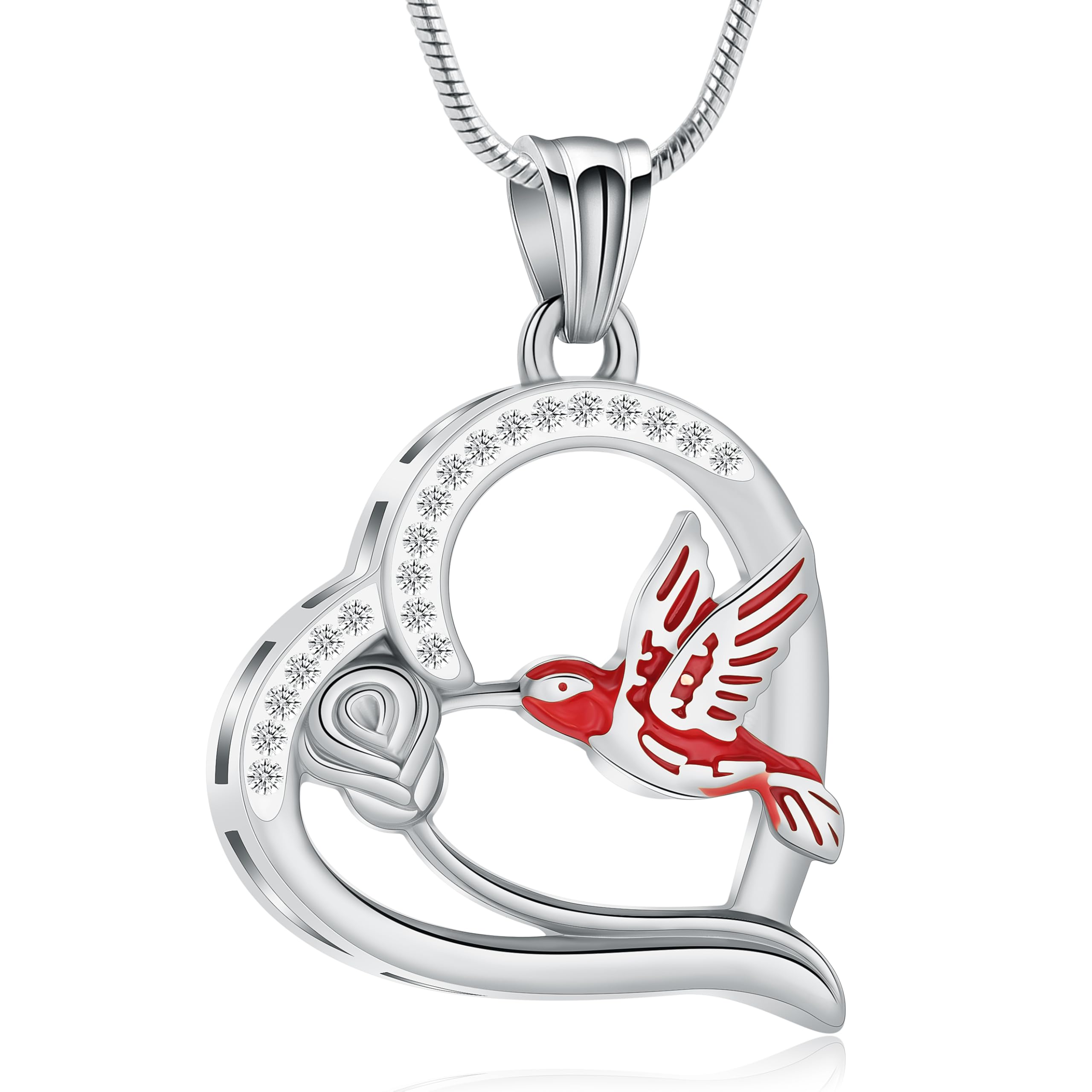 Hummingbird Cremation Jewelry Heart Urn Ashes Necklace for Women Men Keepsake