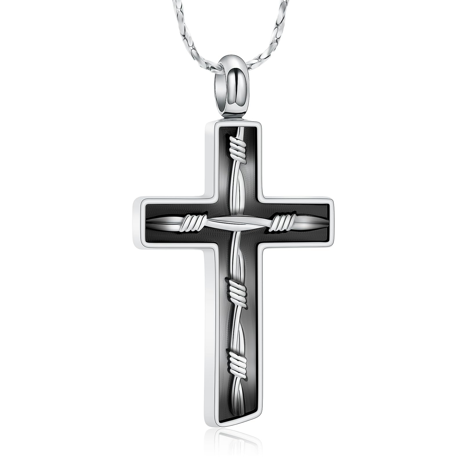 Vintage Cross Urn Pendant Cremation Jewelry for Ashes Keepsake Memory Necklace