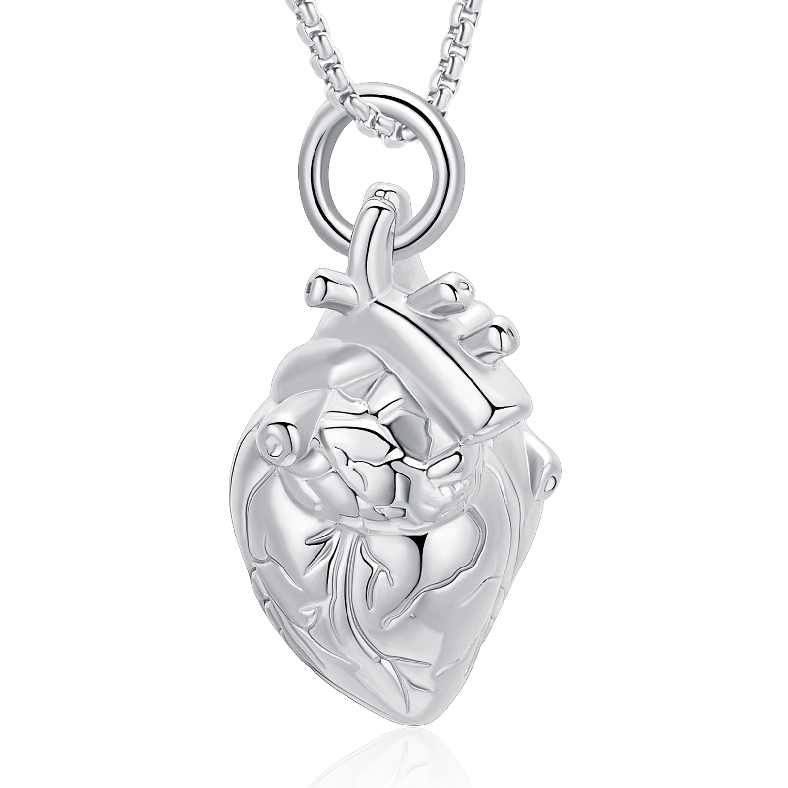 Anatomical Organ Heart Urn Pendant Cremation Jewelry Ashes Keepsake Necklace