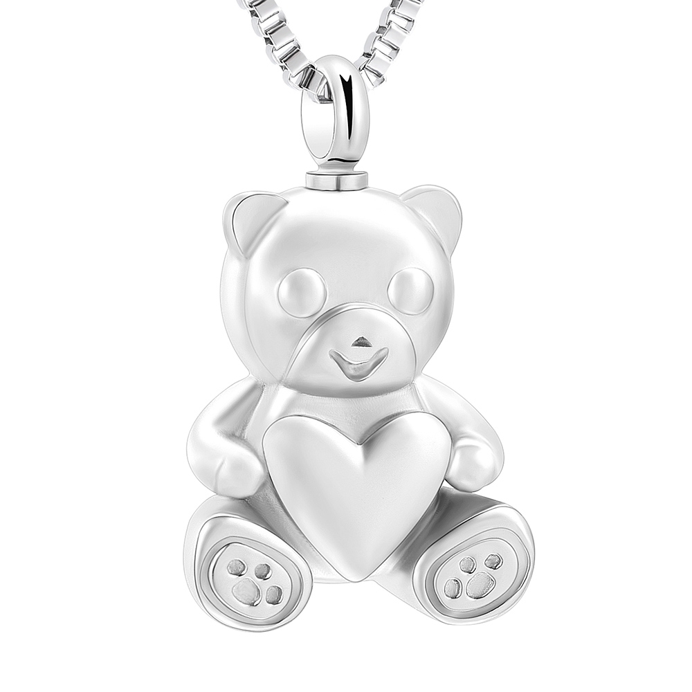 Teddy Bear Urn Pendant Necklace for Cremation Ashes Keepsake Memorial Jewelry
