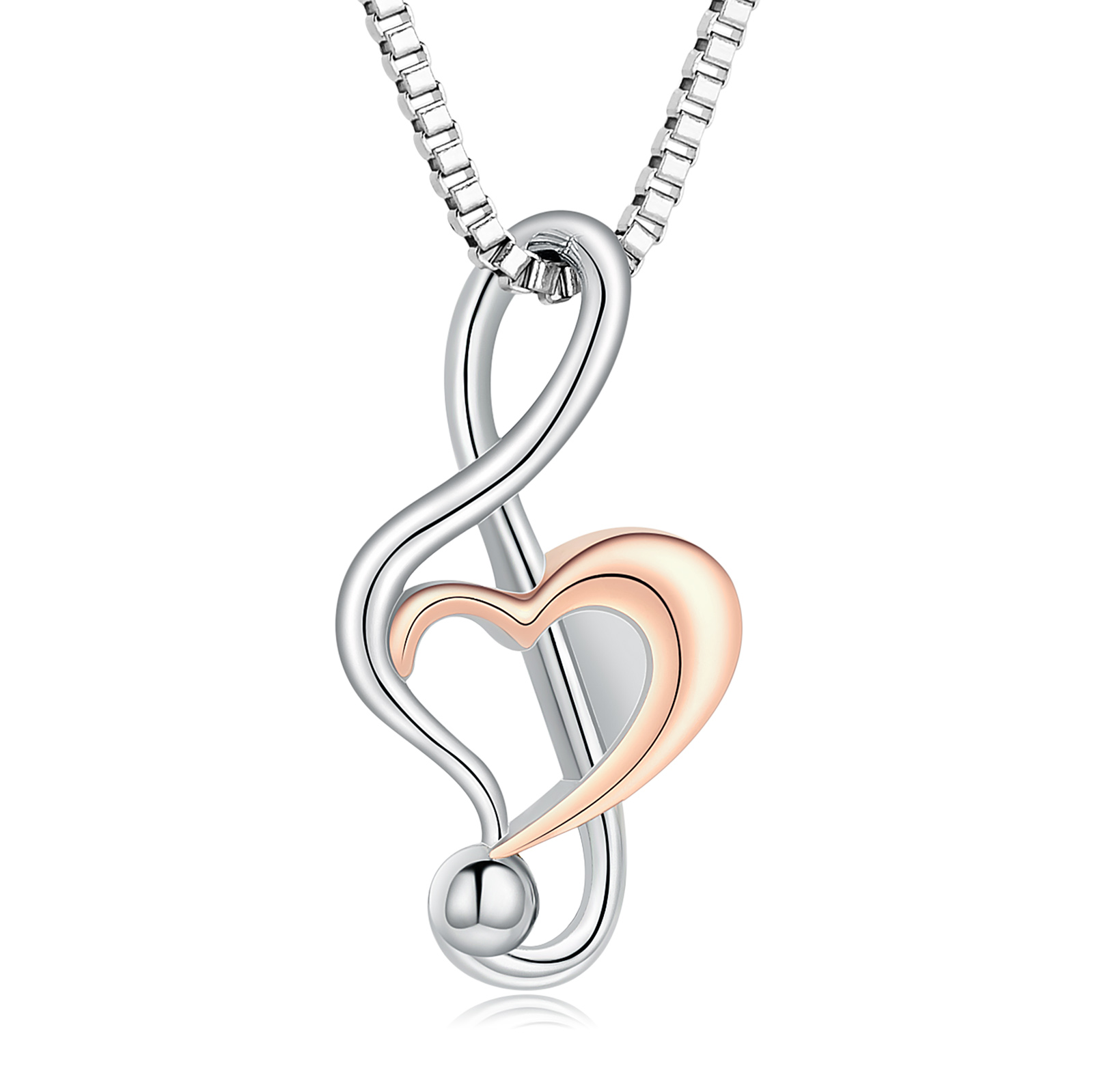 Custom Music Note Heart Urn Necklace for Ashe Cremation Jewelry Memorial Pendant