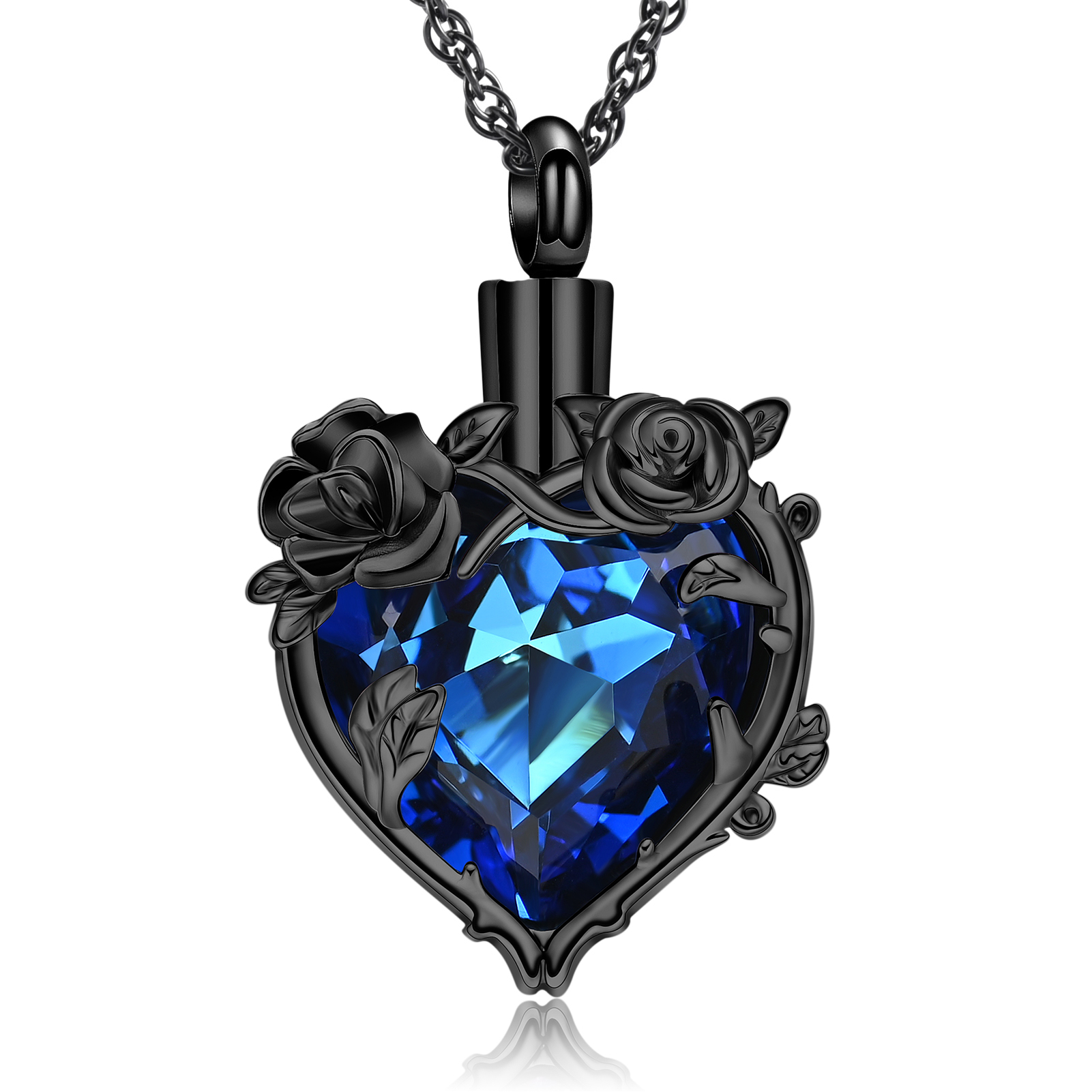 Cremation Jewelry Roseflower Heart Urn Necklace for Ashes Memorial Ashes Pendant