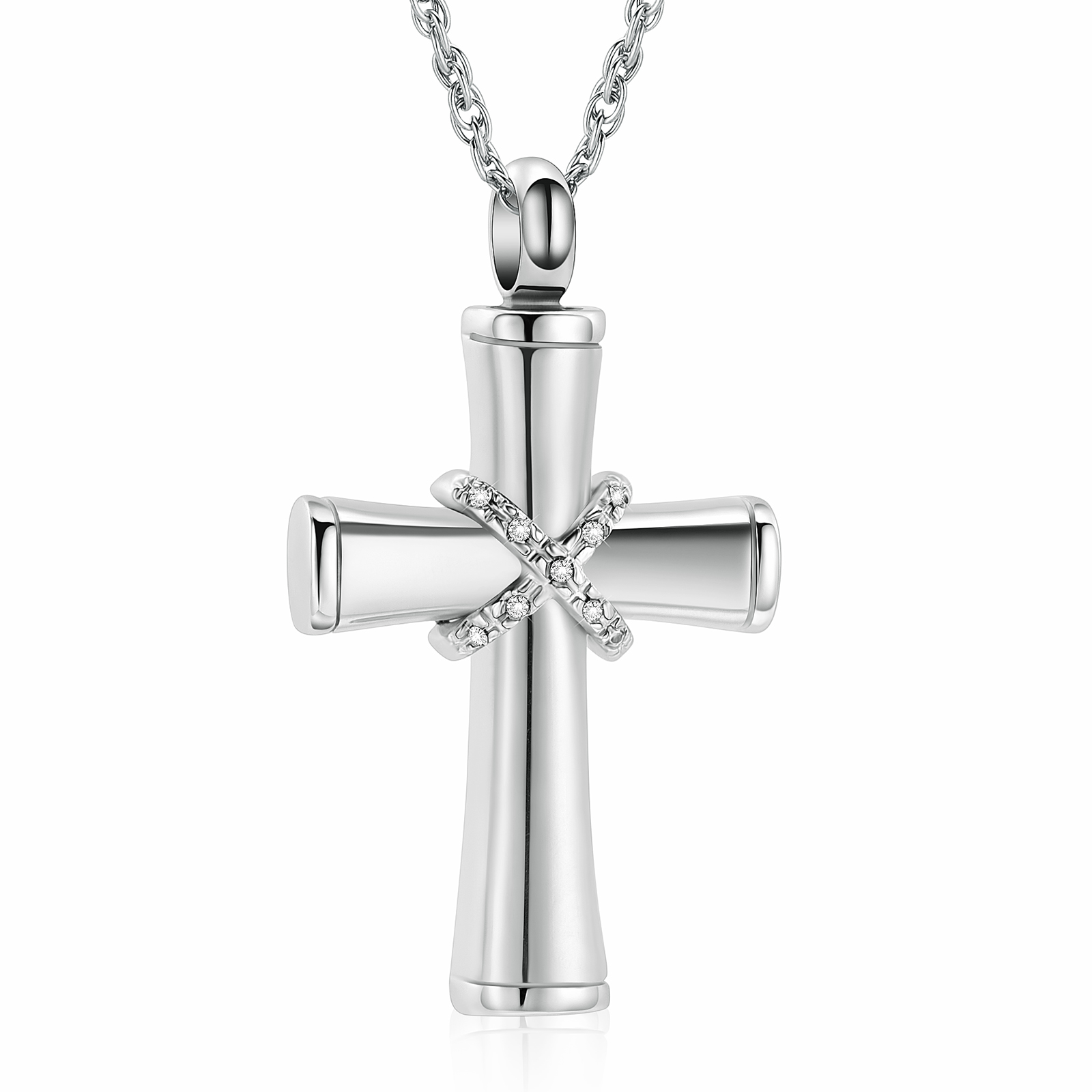 Crystal Cremation Cross Urn Necklace for Ashes Cross Memorial Urn Locket Pendant