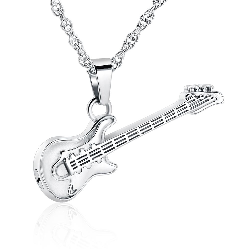 Guitar Urn Pendant Cremation Jewelry for Ashes Holder Memory Necklace Keyring