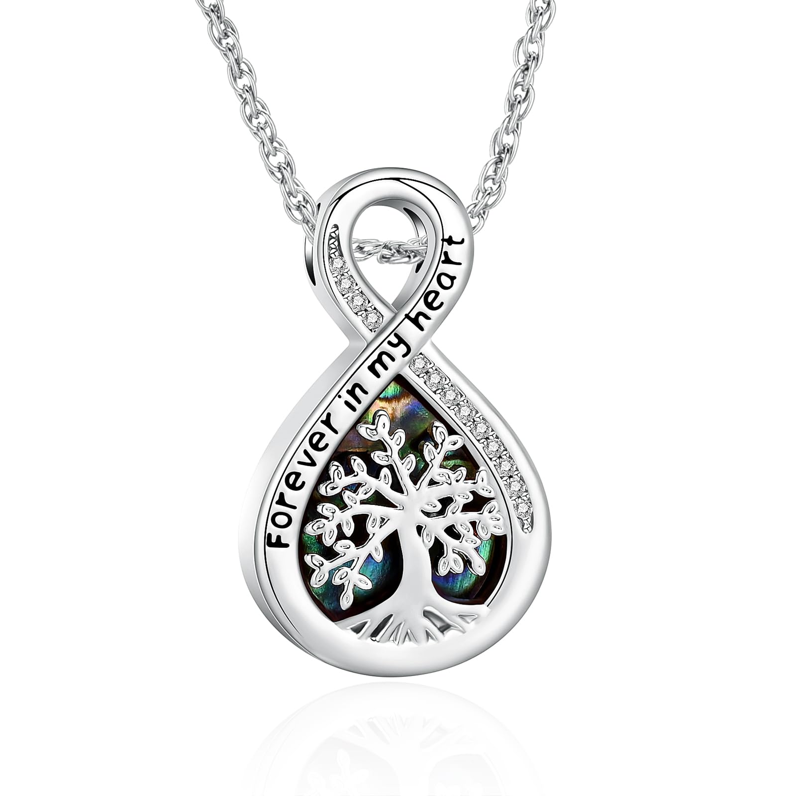 Tree of Life Infinity Urn Pendant Cremation Jewelry Ashes Holder Memory Necklace