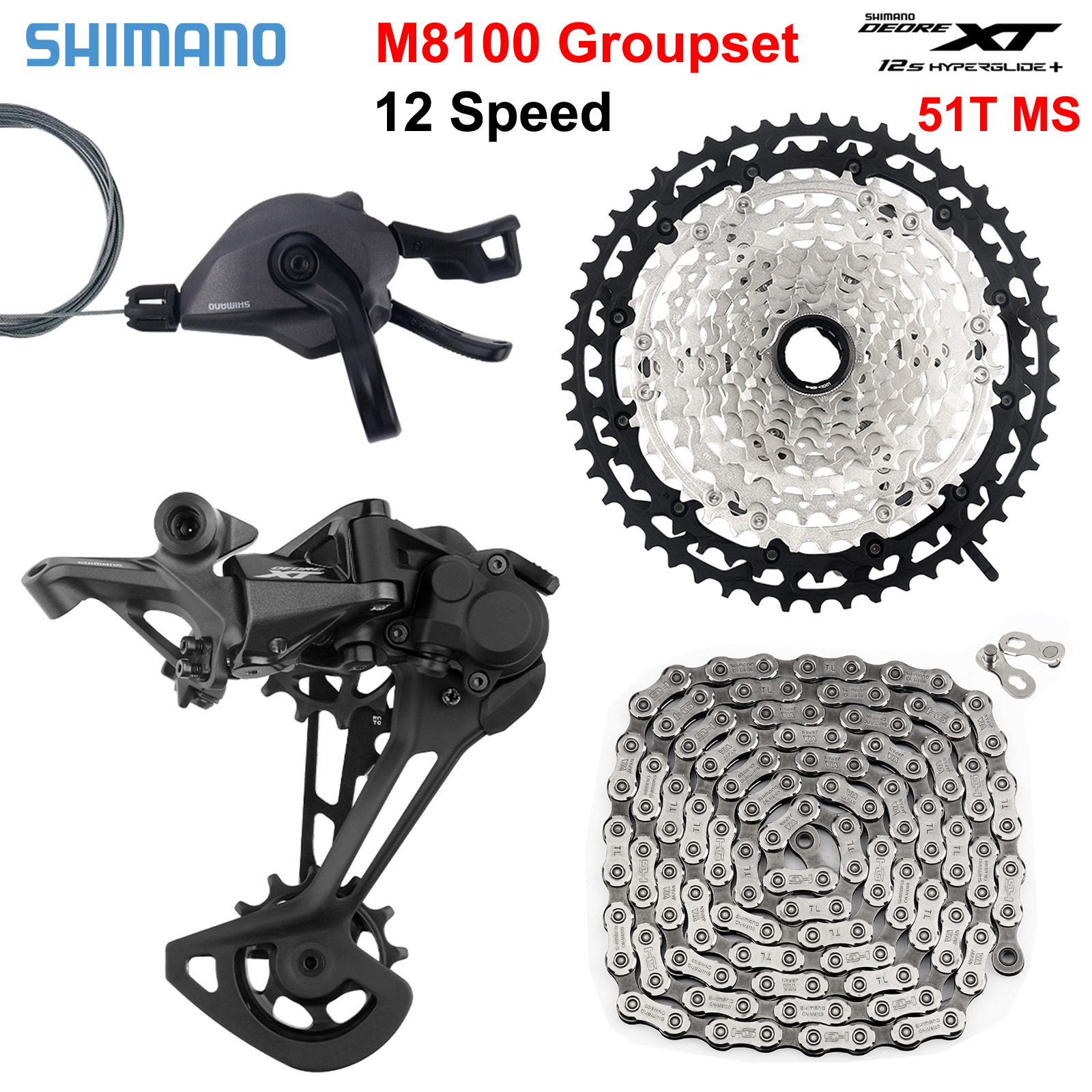 SHIMANO Deore XT M8100 Groupset MTB 1x12 12 Speed 10-51T Cassette Microspline - Picture 13 of 13
