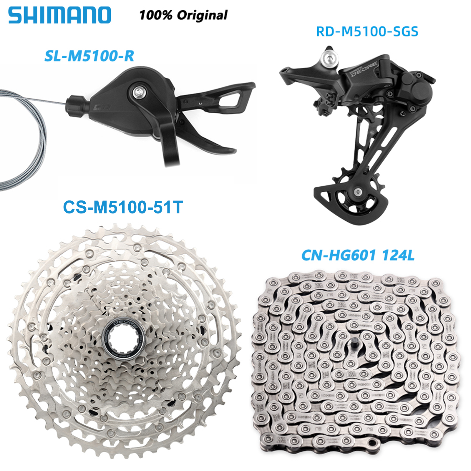 SHIMANO Deore M5100 11 Speed Groupset MTB Bike Derailleur Cassette 42T 51T OEM - Picture 14 of 15