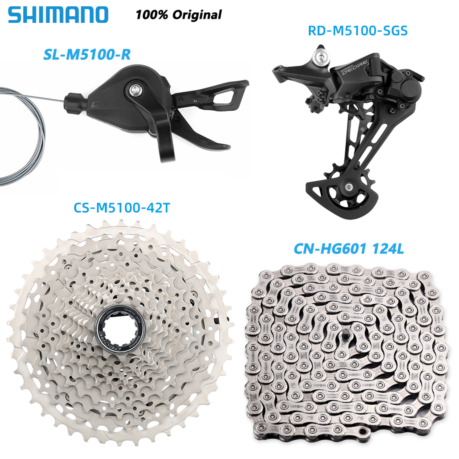 SHIMANO Deore M5100 11 Speed Groupset MTB Bike Derailleur Cassette 42T 51T OEM - Picture 15 of 15