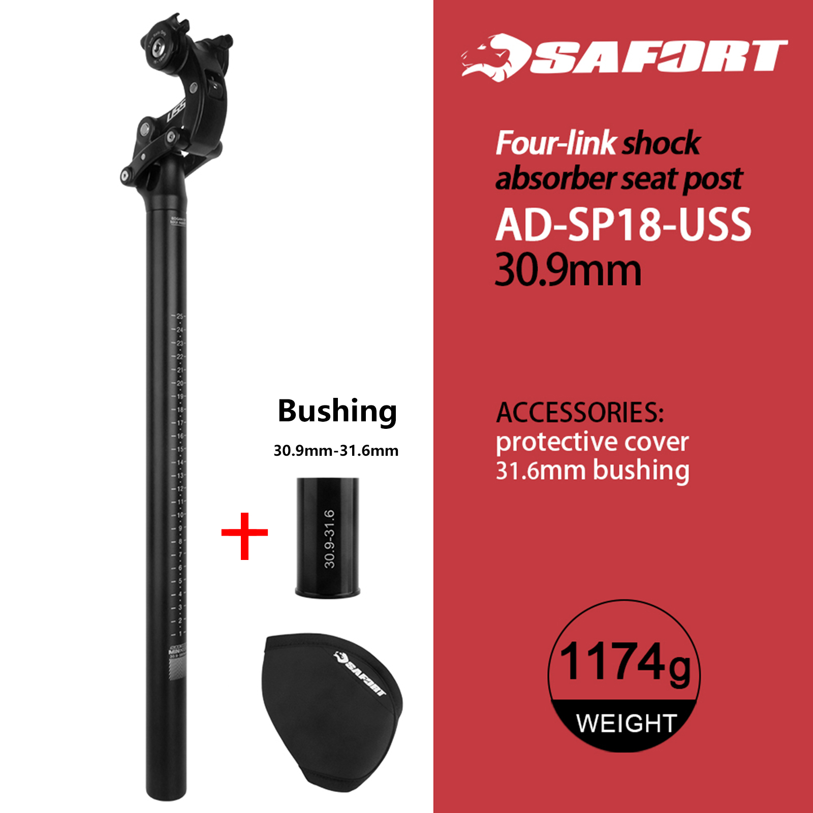 Safort Suspension Seatpost Folding Bike 30.9mm x 580mm Aluminum AL6061-T6 NEW - Picture 18 of 20