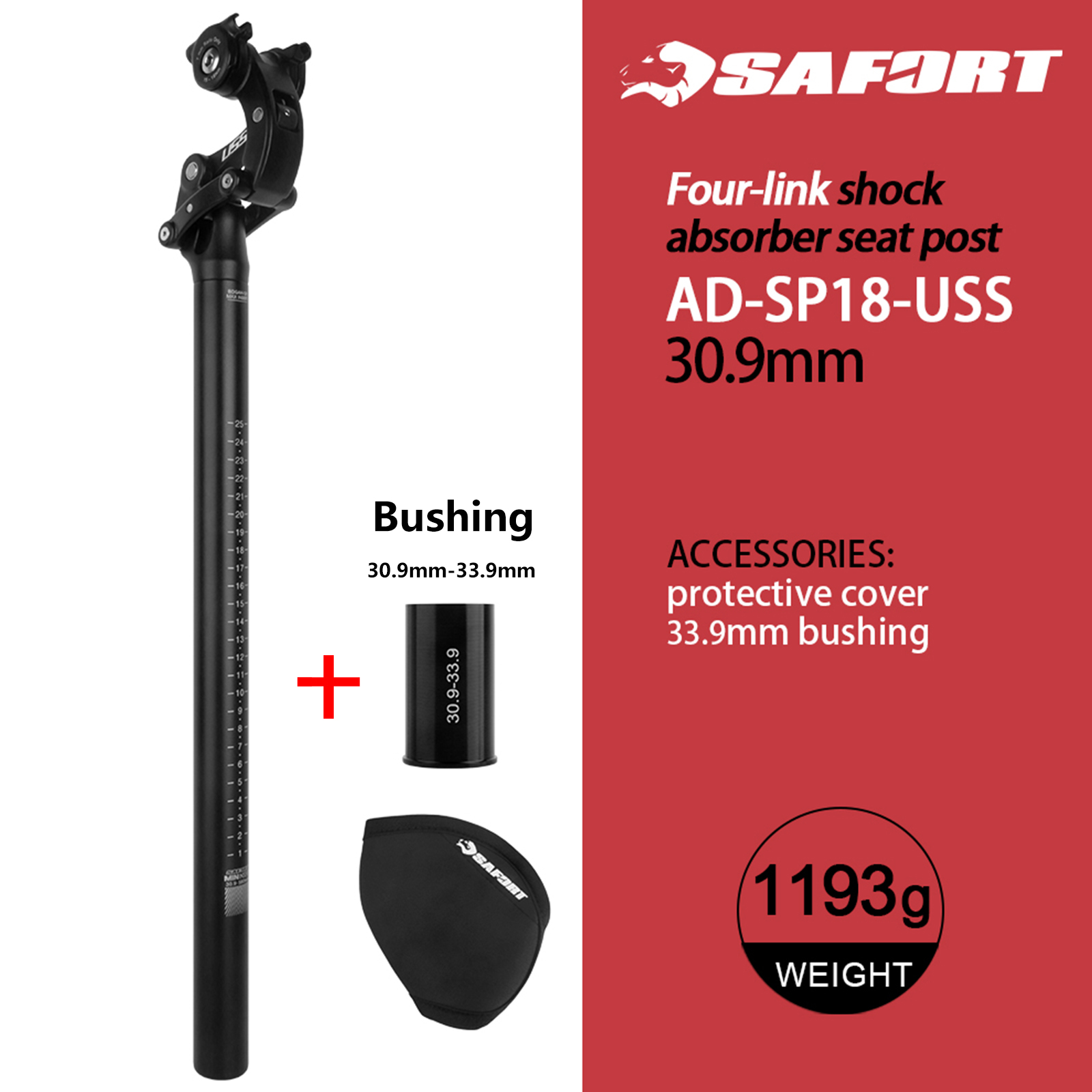 Safort Suspension Seatpost Folding Bike 30.9mm x 580mm Aluminum AL6061-T6 NEW - Picture 19 of 20