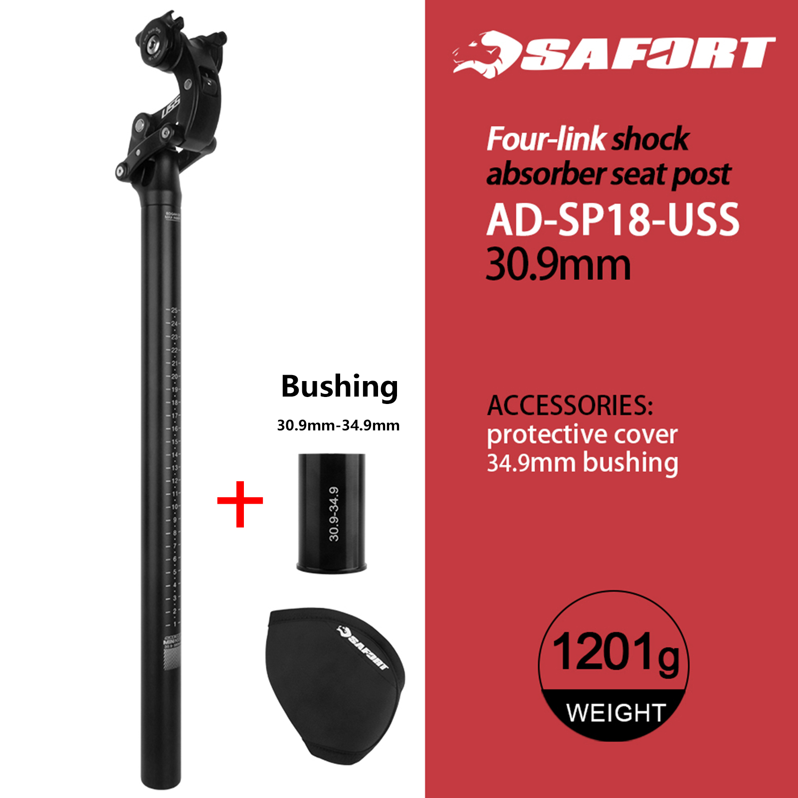 Safort Suspension Seatpost Folding Bike 30.9mm x 580mm Aluminum AL6061-T6 NEW - Picture 20 of 20