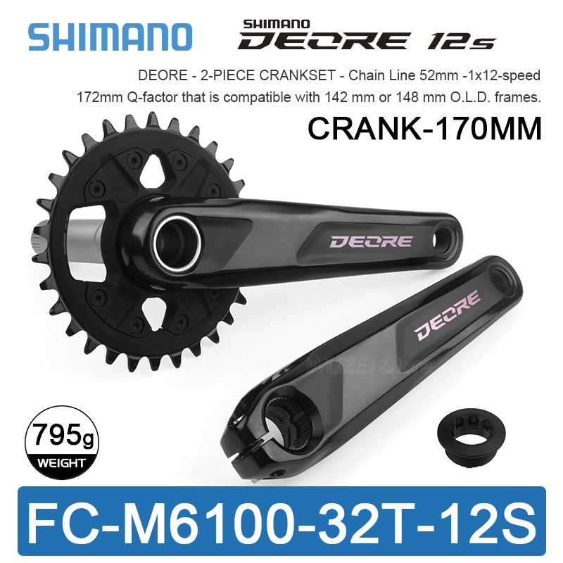 Juego de bielas para bicicleta Shimano Deore FC-M6100 MTB 1x12 velocidad 170/175 mm 32T 12S - Imagen 15 de 16