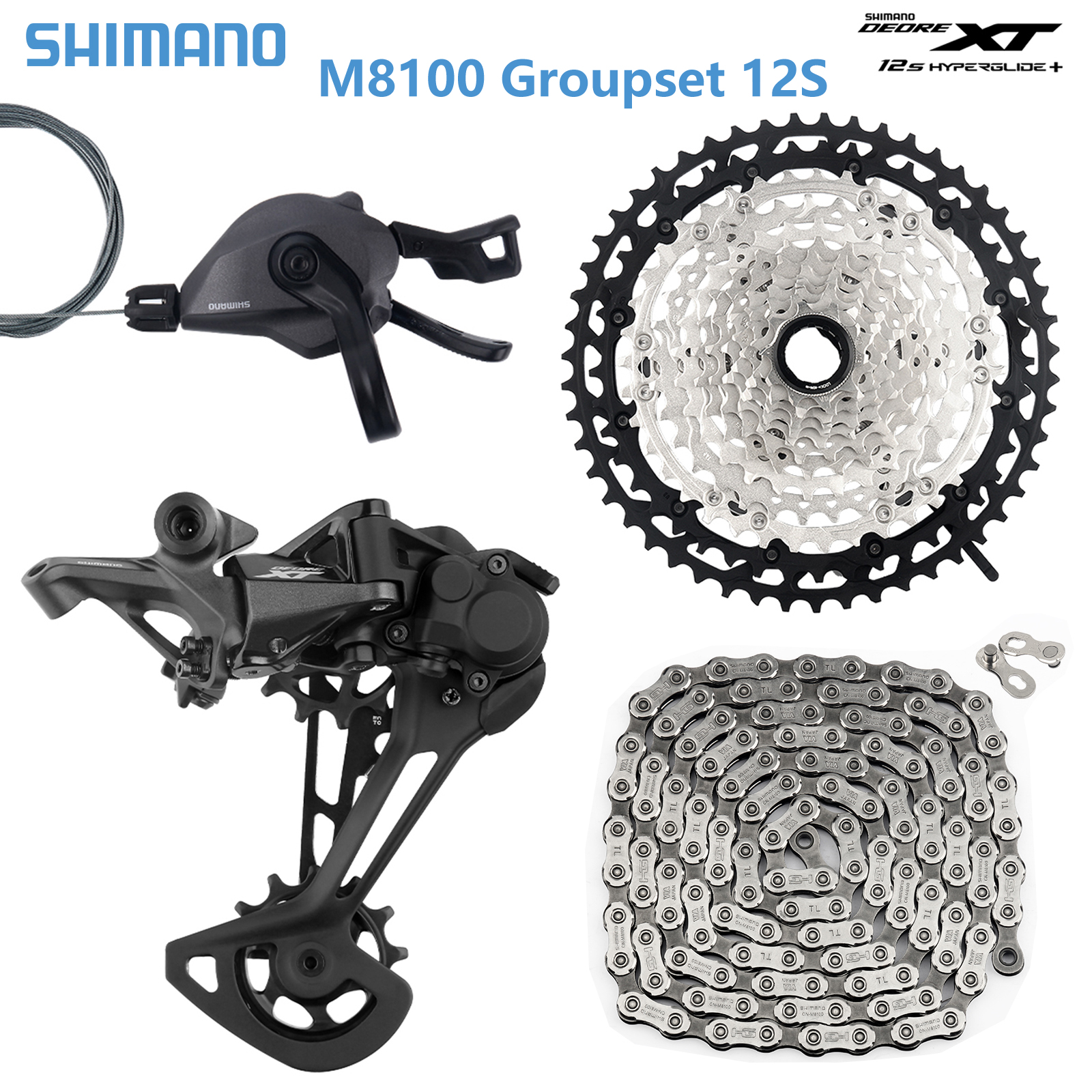 SHIMANO DEORE XT M8100 Groupset MTB 1x12 Speed 10-51T Cassette MS SGS Derailleur - Picture 13 of 13